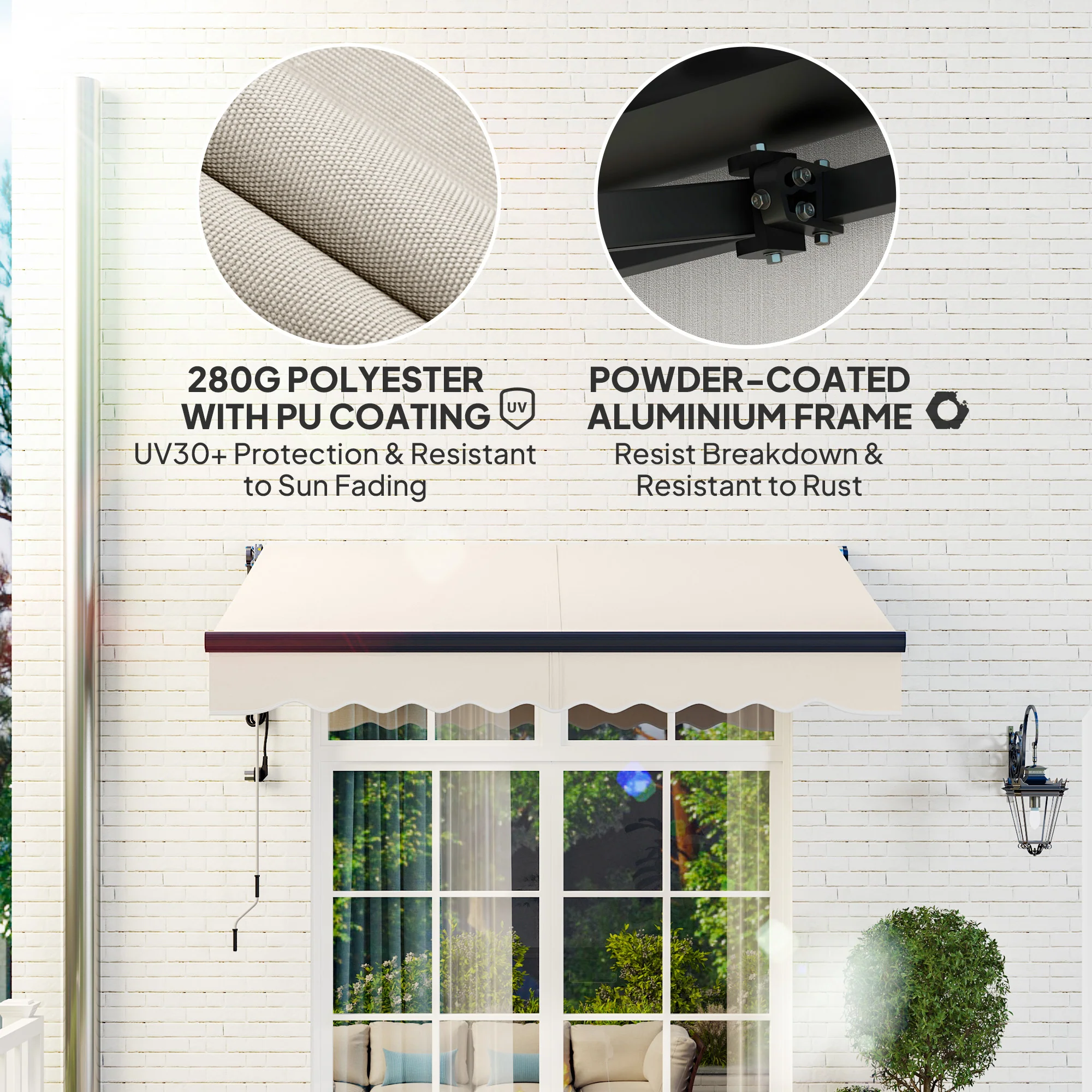 Outsunny 2.5 x 2m Electric Retractable Awning w/ Aluminium Frame - Image 4