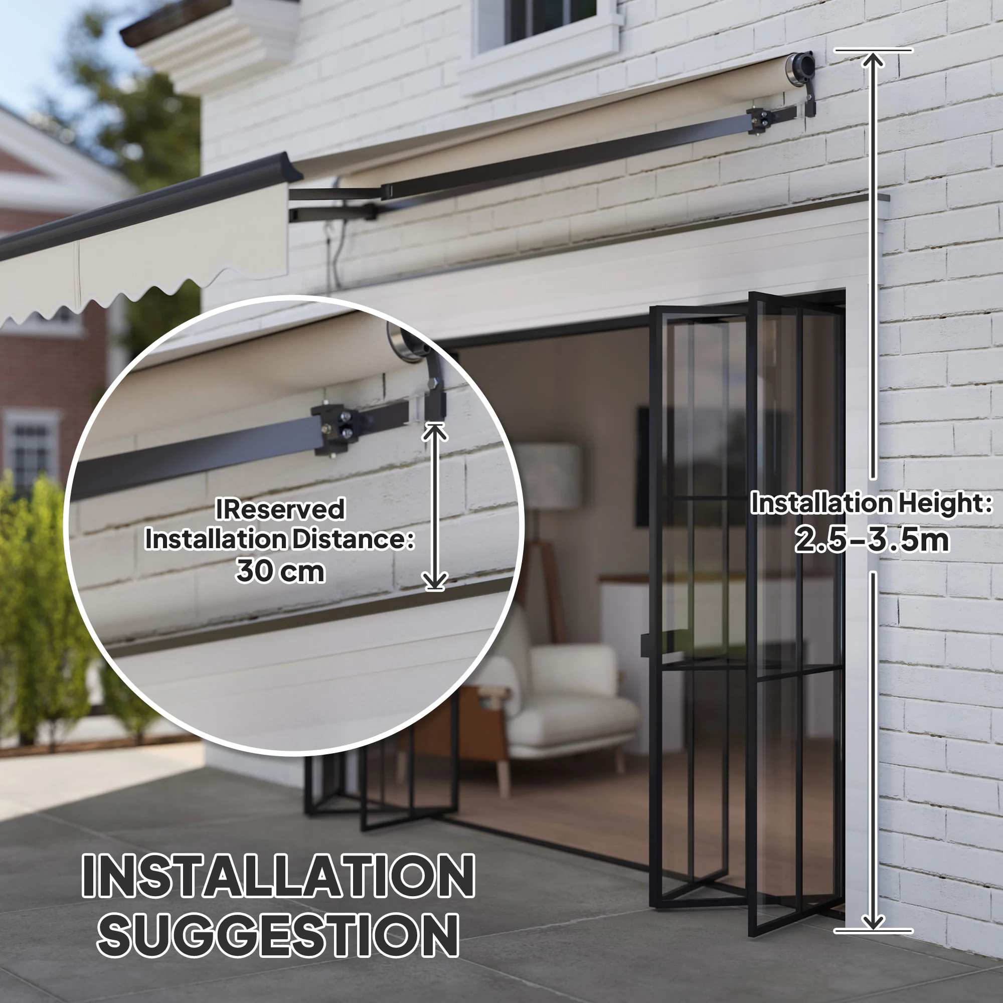 Outsunny 2.5 x 2m Electric Retractable Awning w/ Aluminium Frame - Image 7