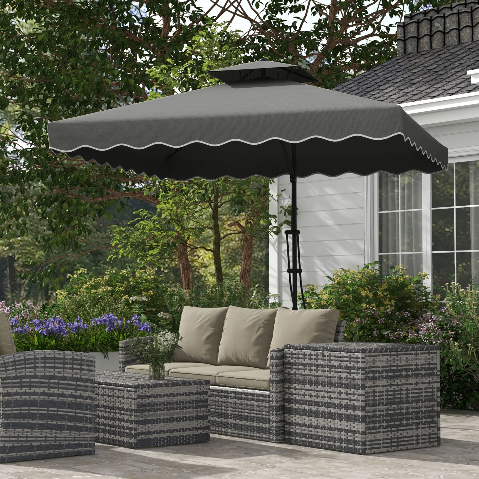 Outsunny 2.5m Cantilever Garden Parasol Umbrella With Cross Base - Image 11