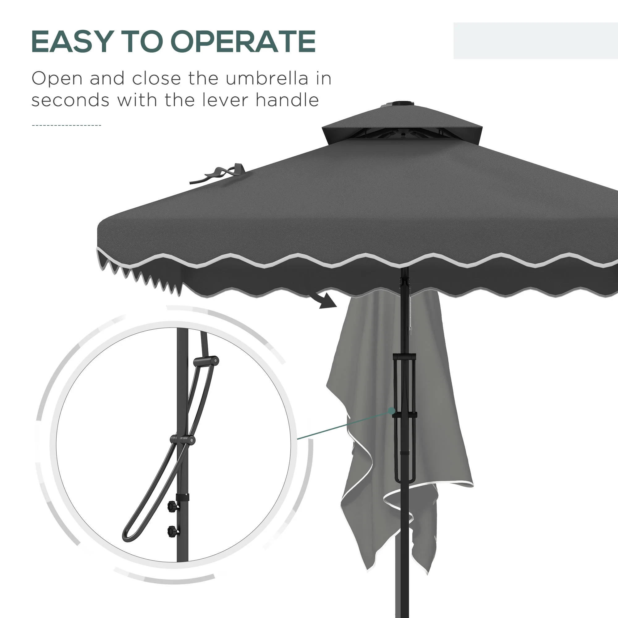 Outsunny 2.5m Cantilever Garden Parasol Umbrella With Cross Base - Image 12