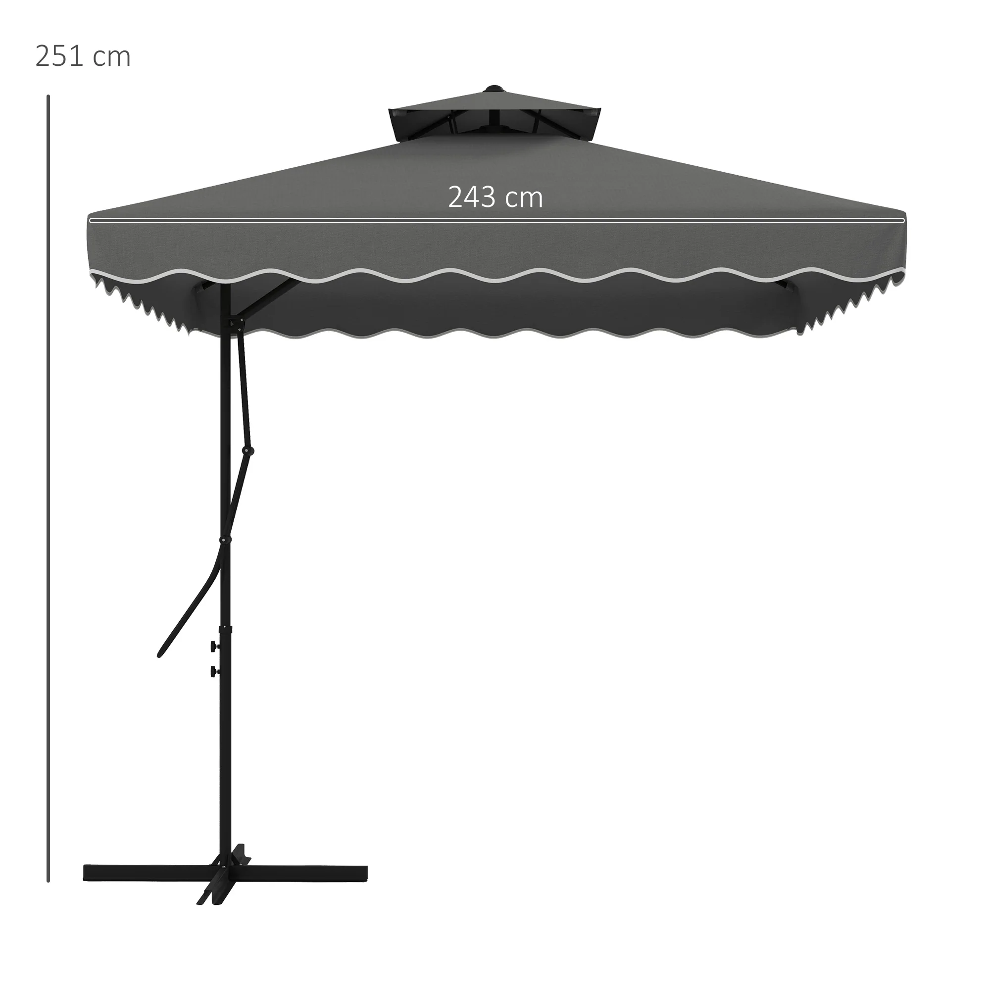 Outsunny 2.5m Cantilever Garden Parasol Umbrella With Cross Base - Image 14