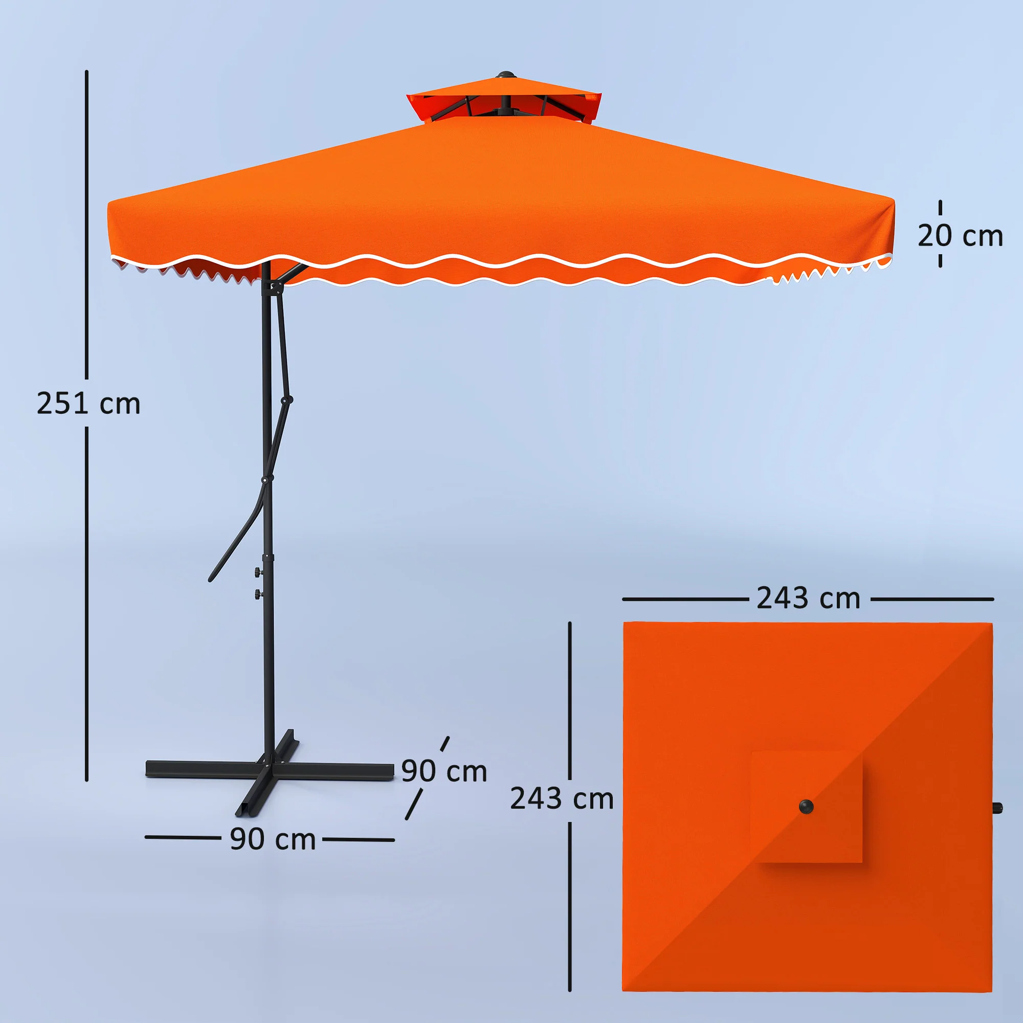Outsunny 2.5m Cantilever Garden Parasol Umbrella With Cross Base - Image 23