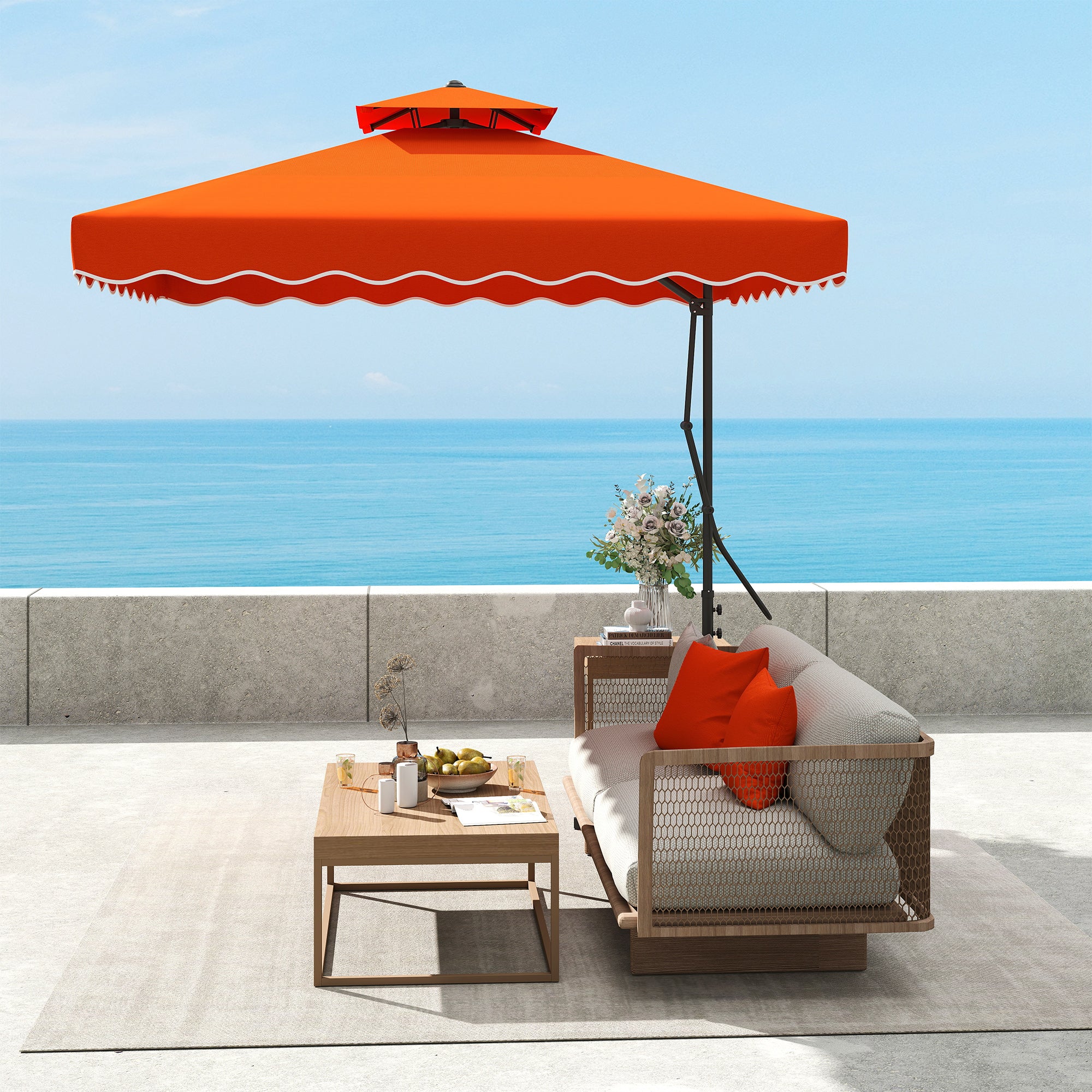 Outsunny 2.5m Cantilever Garden Parasol Umbrella With Cross Base - Image 27
