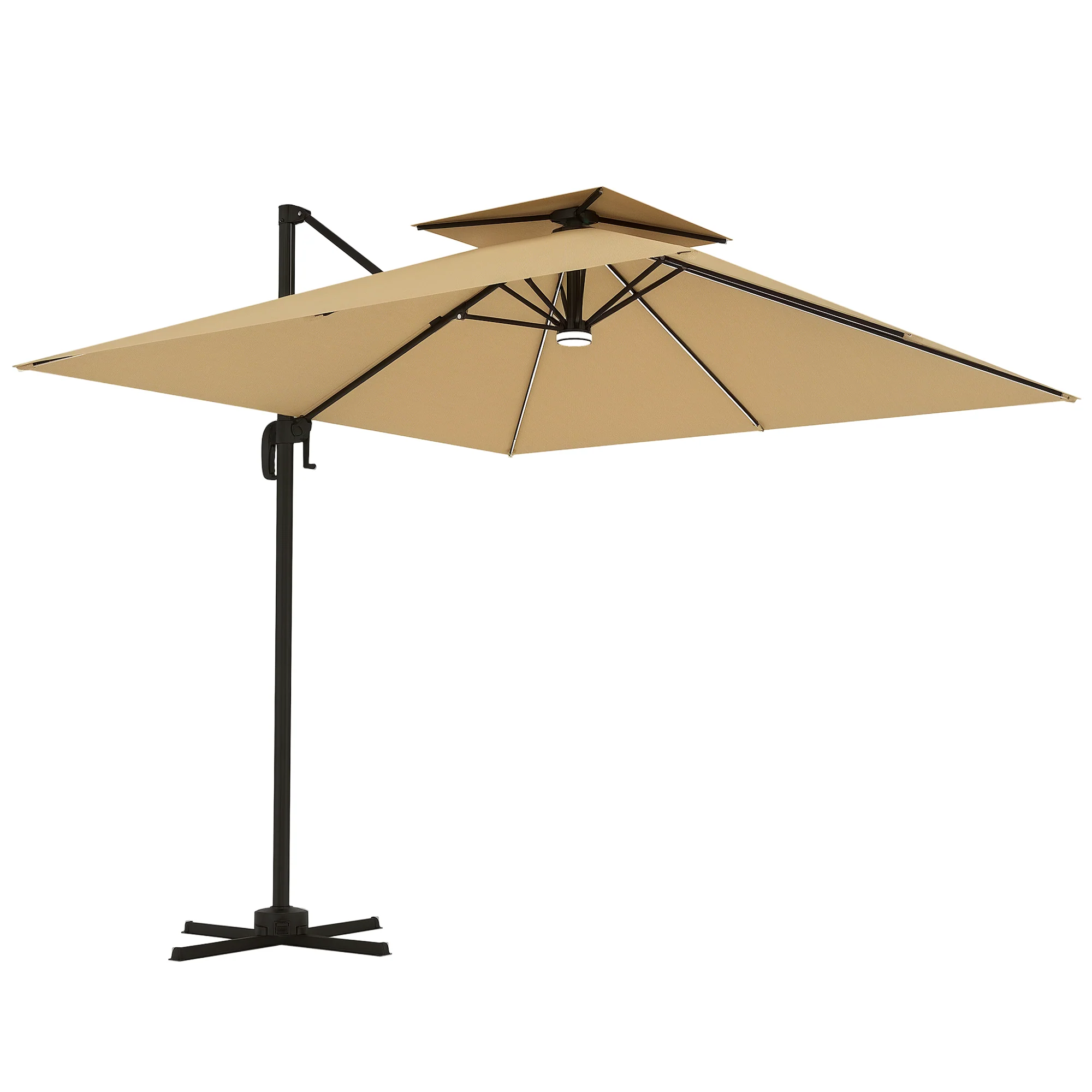 Outsunny 2.5m Cantilever Parasol, Garden Parasol With Lights - Image 10