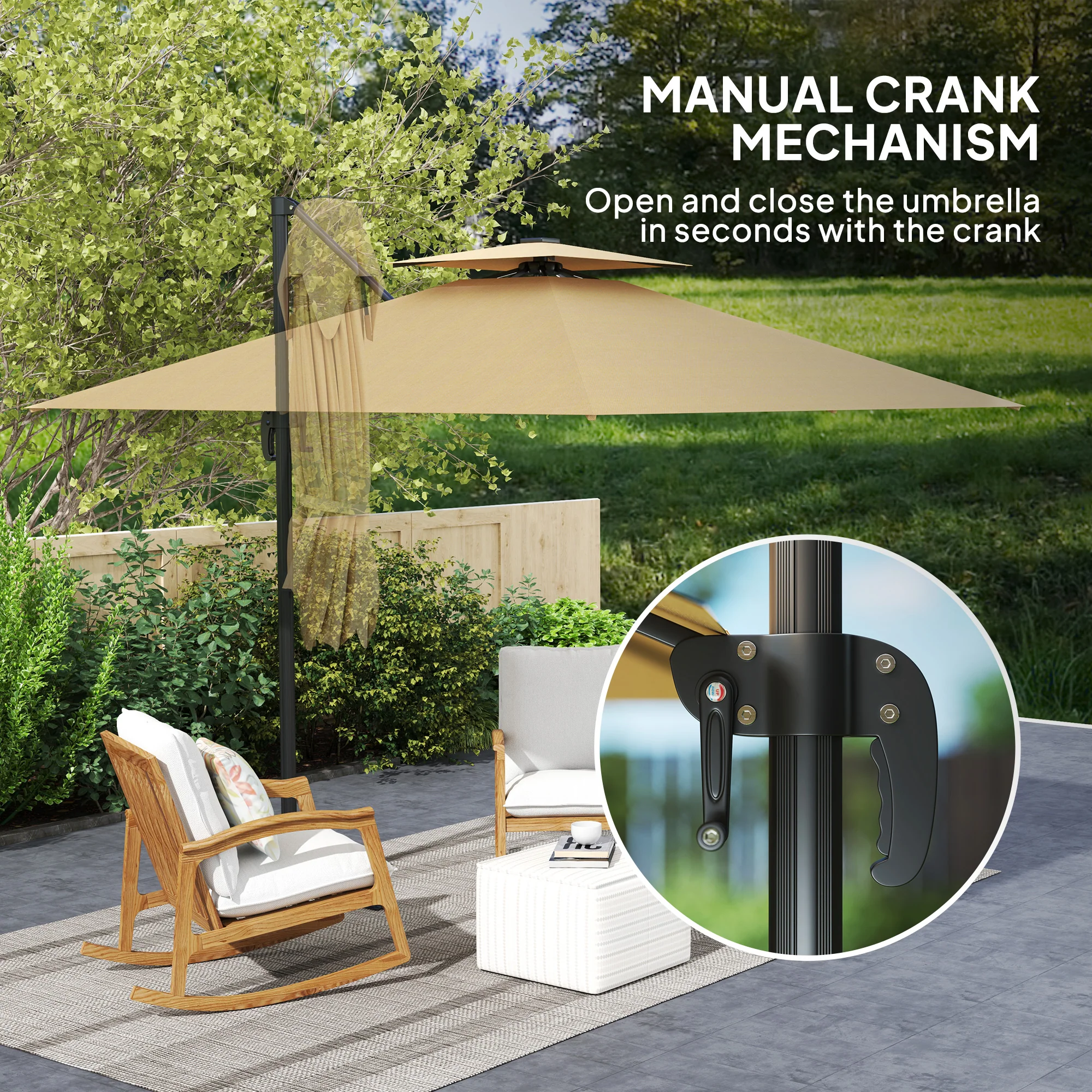 Outsunny 2.5m Cantilever Parasol, Garden Parasol With Lights - Image 15