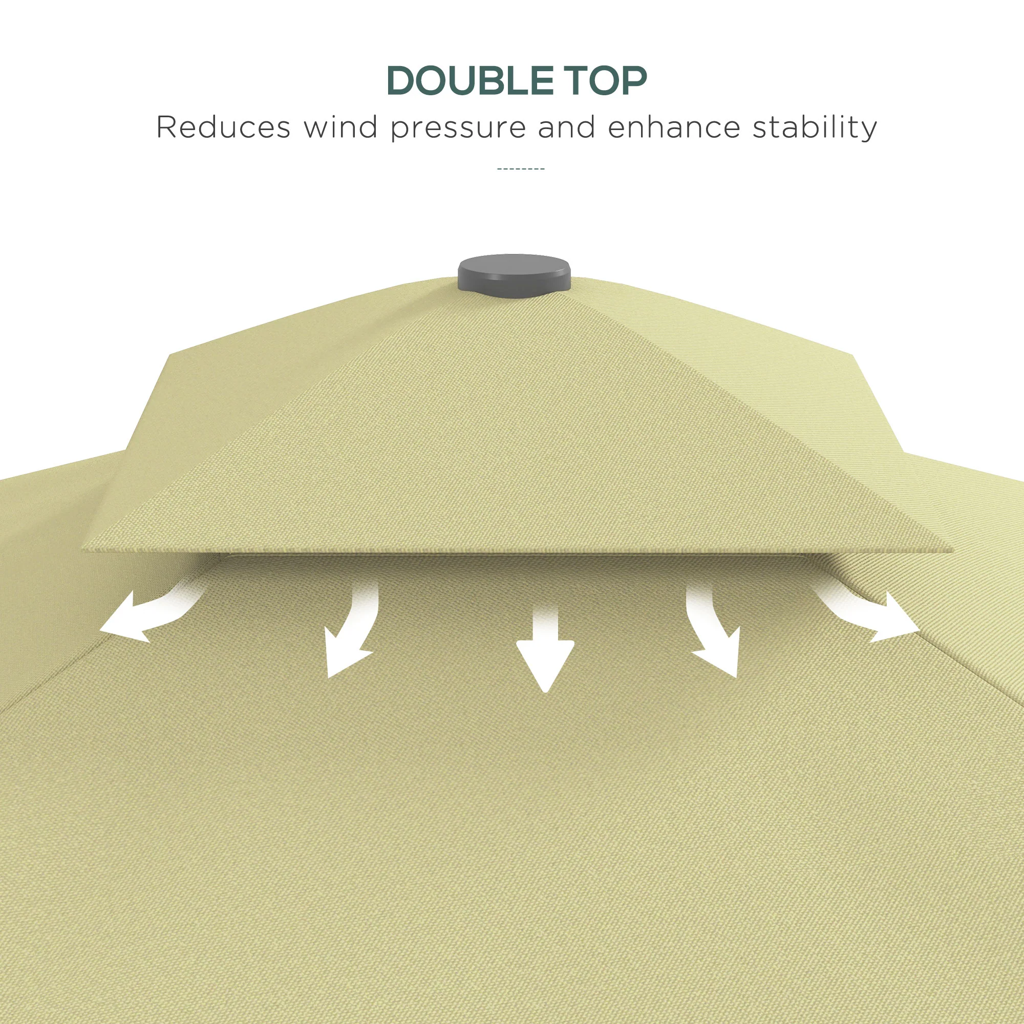 Outsunny 2.5m Square Cantilever Garden Parasol Umbrella with Cross Base, Beige - Image 6