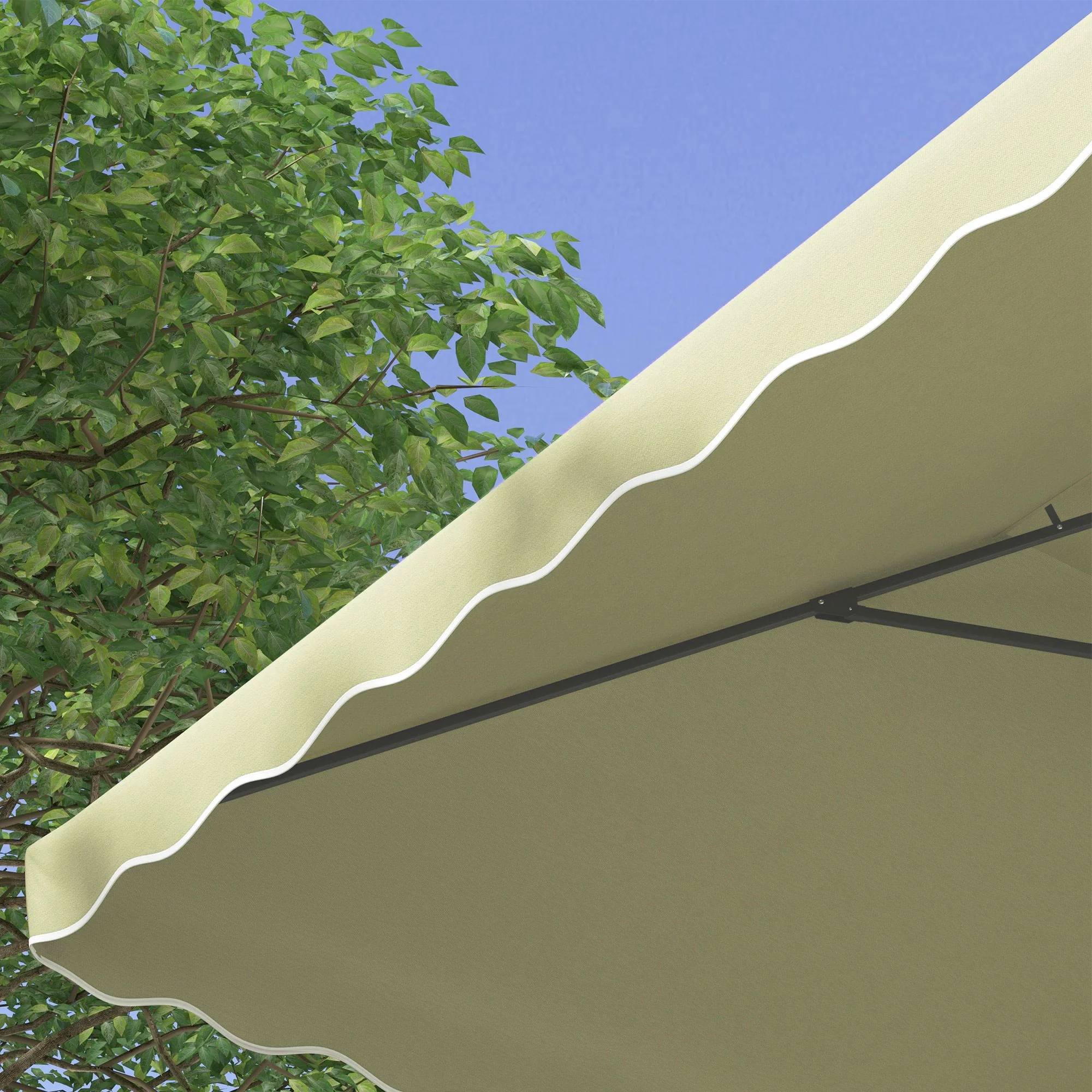 Outsunny 2.5m Square Cantilever Garden Parasol Umbrella with Cross Base, Beige - Image 7