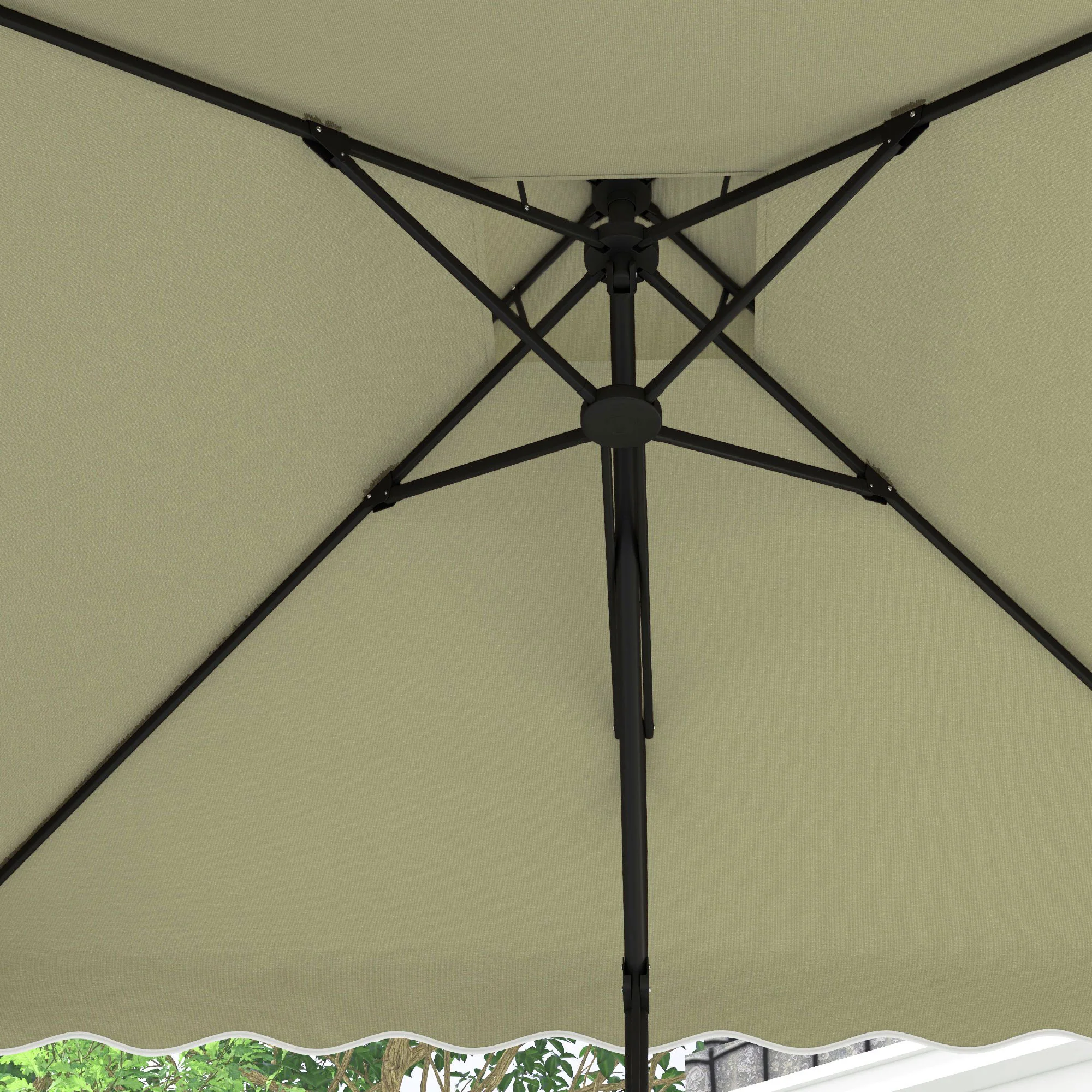 Outsunny 2.5m Square Cantilever Garden Parasol Umbrella with Cross Base, Beige - Image 8