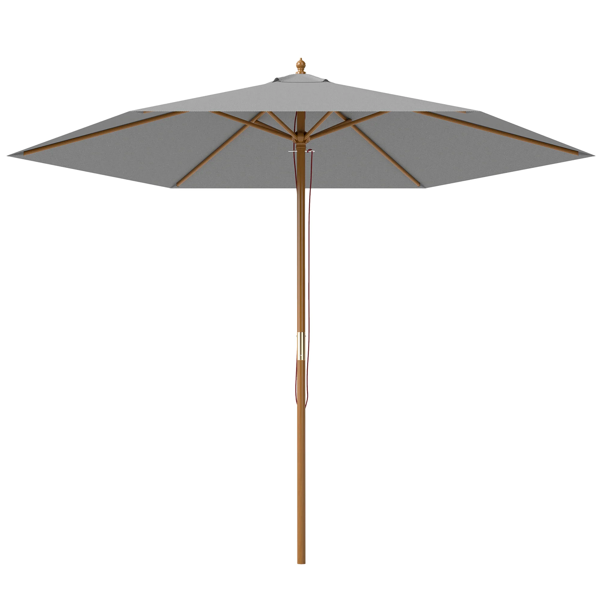 Outsunny 2.5m Wood Garden Parasol Sun Shade Outdoor Wooden Umbrella Canopy