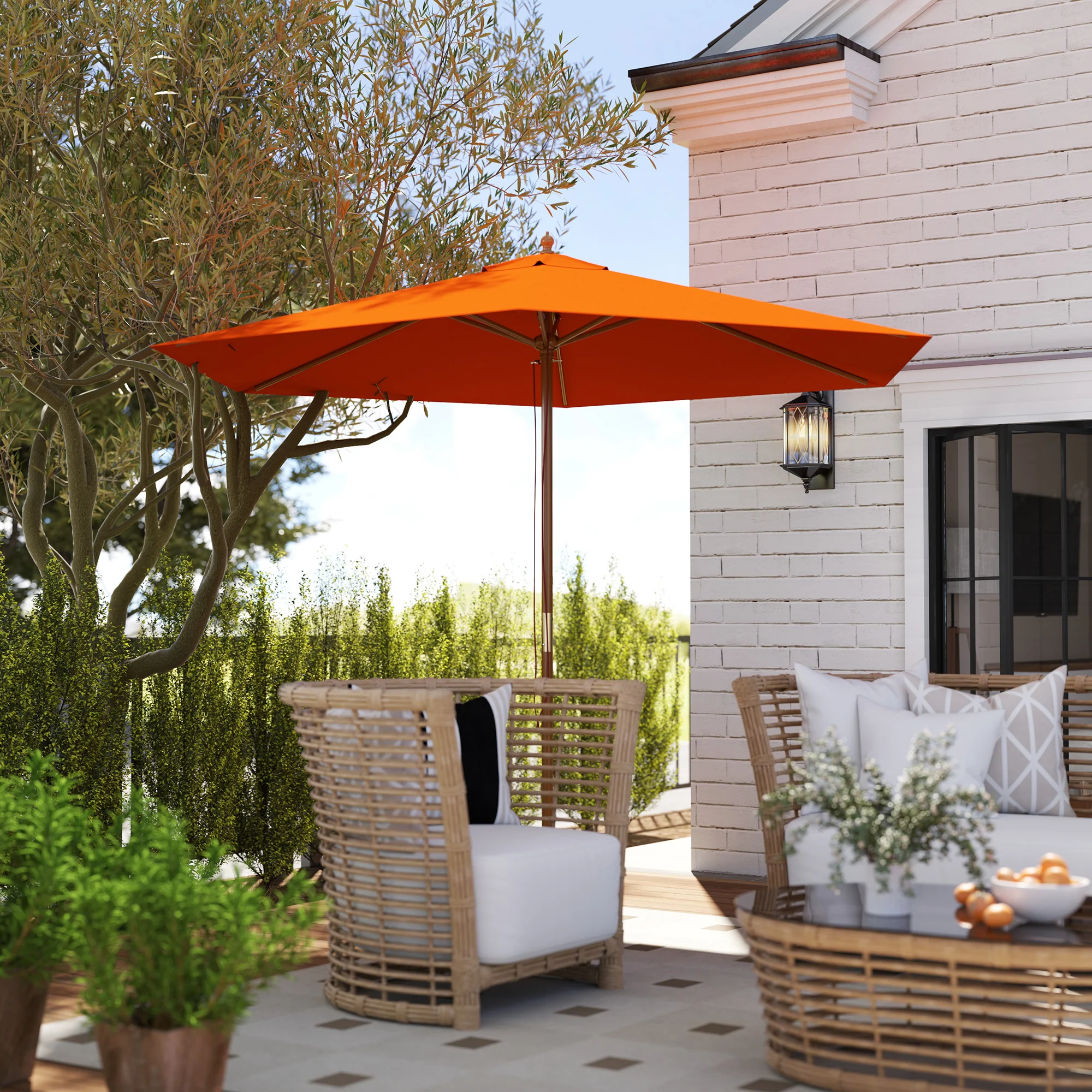 Outsunny 2.5m Wood Garden Parasol Sun Shade Outdoor Wooden Umbrella Canopy - Image 11