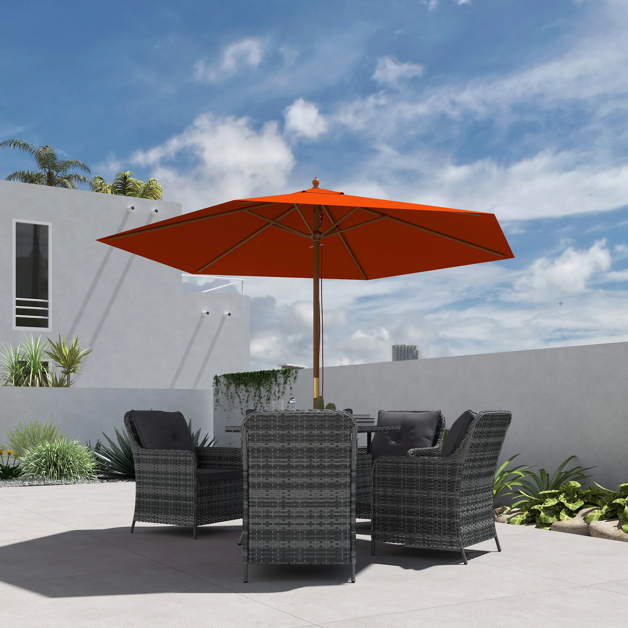 Outsunny 2.5m Wood Garden Parasol Sun Shade Outdoor Wooden Umbrella Canopy - Image 16