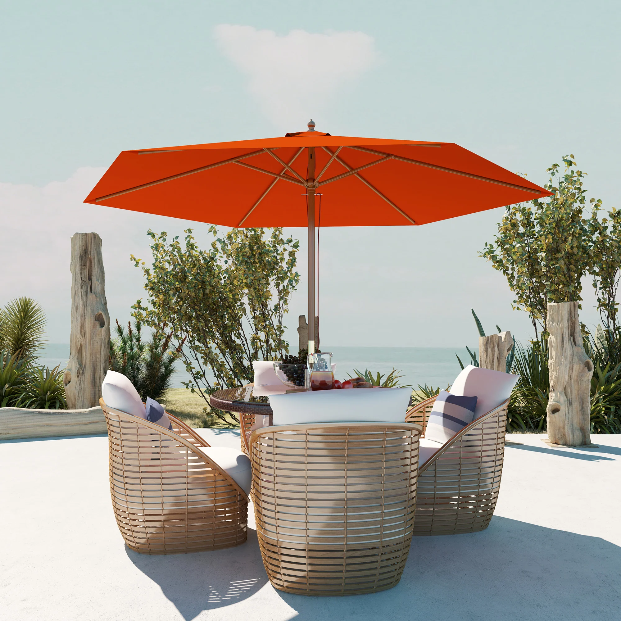 Outsunny 2.5m Wood Garden Parasol Sun Shade Outdoor Wooden Umbrella Canopy - Image 17