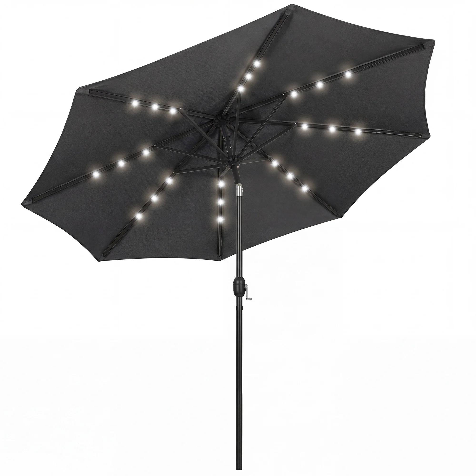 Outsunny 2.6 m Garden Parasol Umbrella with Light, Outdoor Patio Umbrella