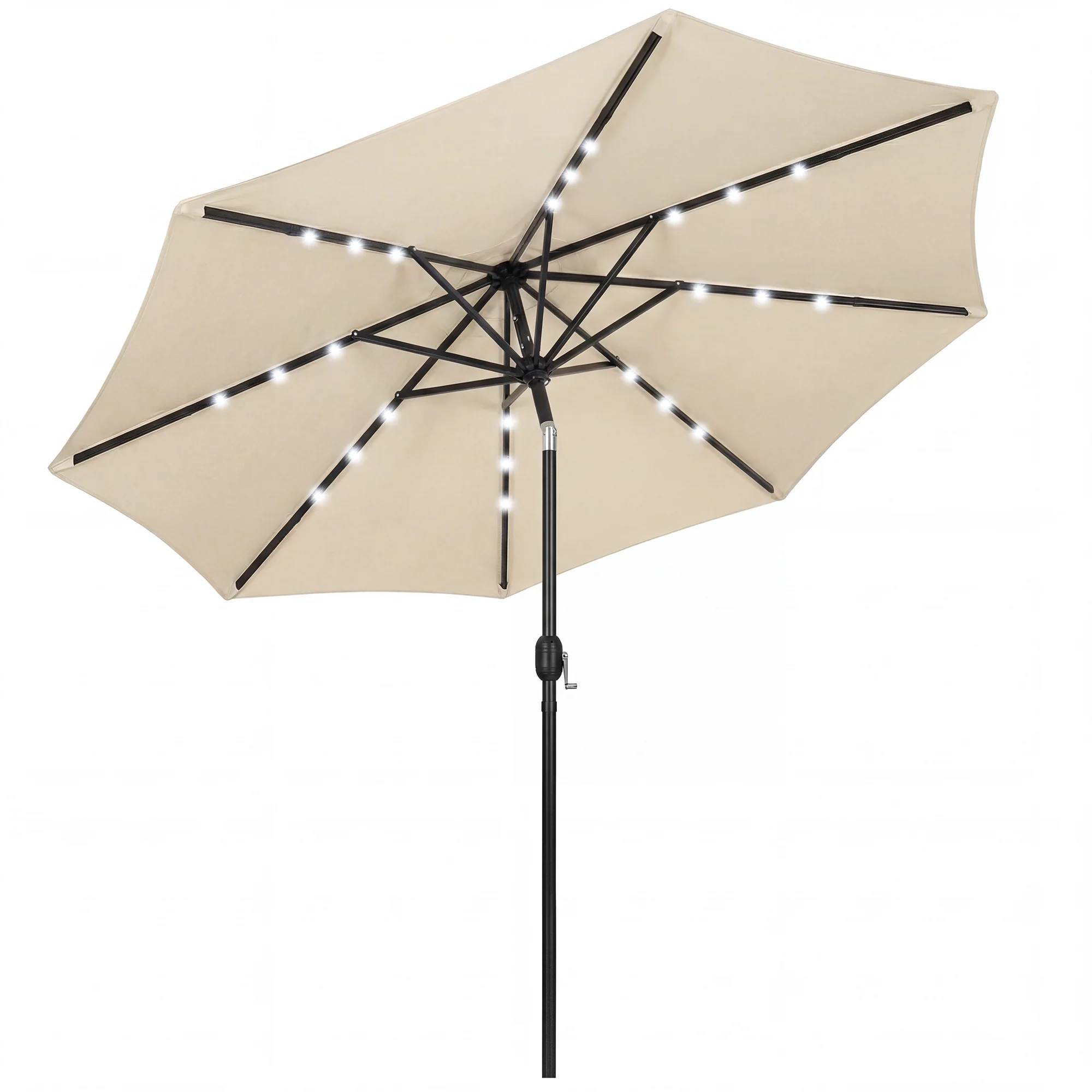 Outsunny 2.6 m Garden Parasol Umbrella with Light, Outdoor Patio Umbrella