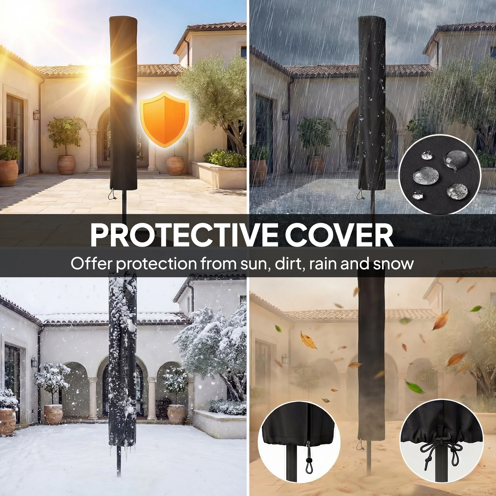 Outsunny 2.6 m Garden Parasol Umbrella with Light, Outdoor Patio Umbrella - Image 5