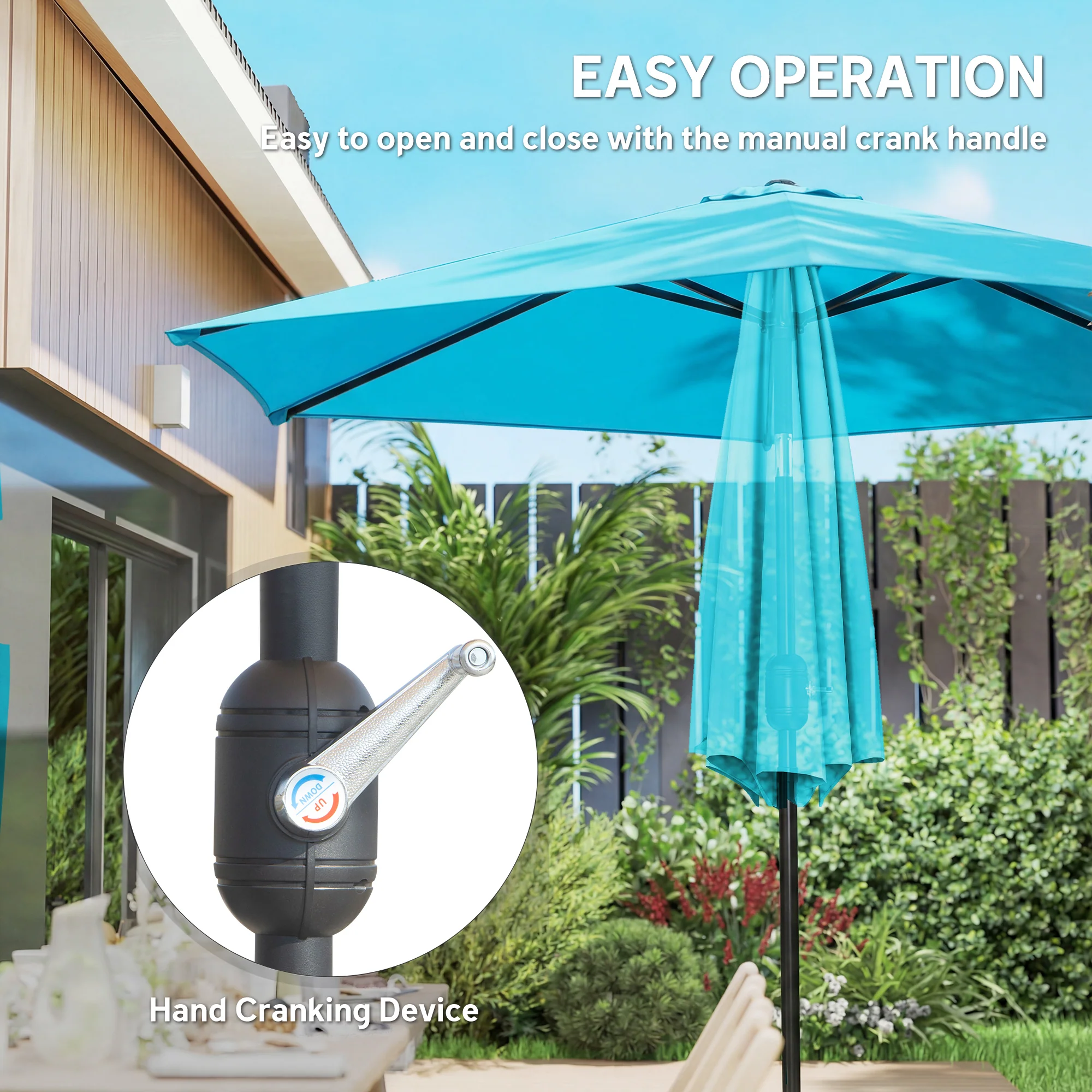 Outsunny 2.6M Garden Parasol Umbrella With Aluminium Pole, Tilt, Crank - Image 4