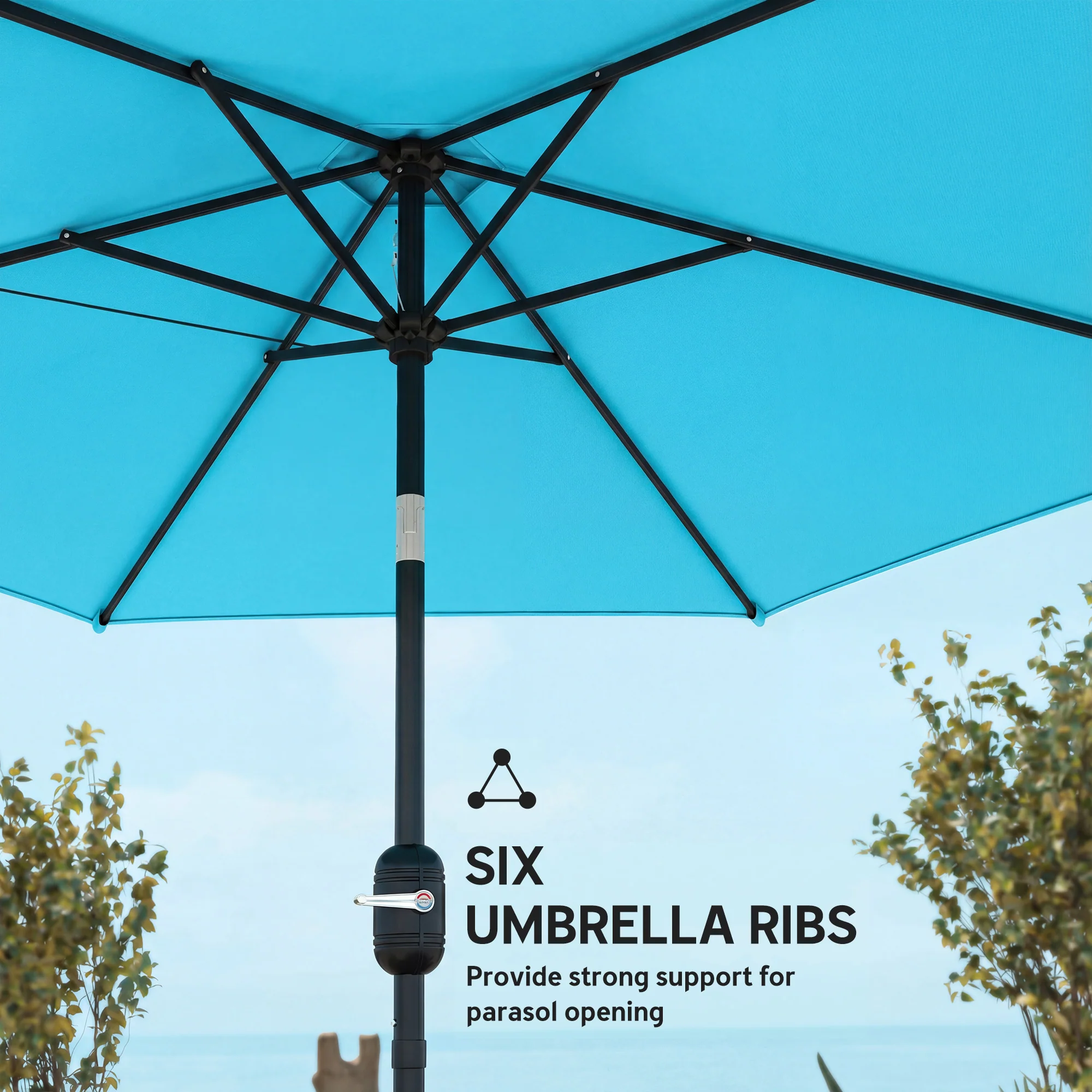 Outsunny 2.6M Garden Parasol Umbrella With Aluminium Pole, Tilt, Crank - Image 8
