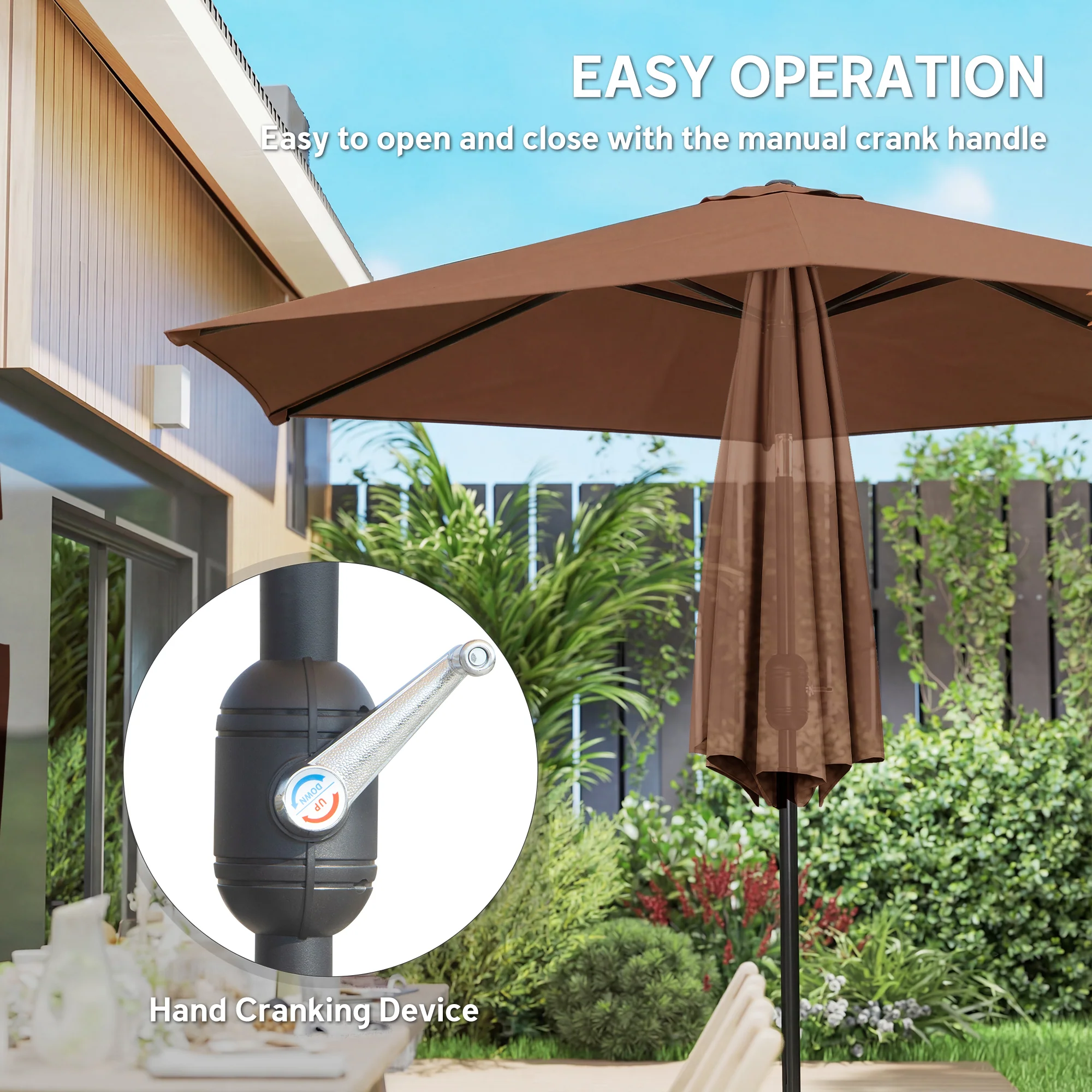 Outsunny 2.6M Garden Parasol Umbrella with Aluminium Pole, Tilt, Crank - Image 4