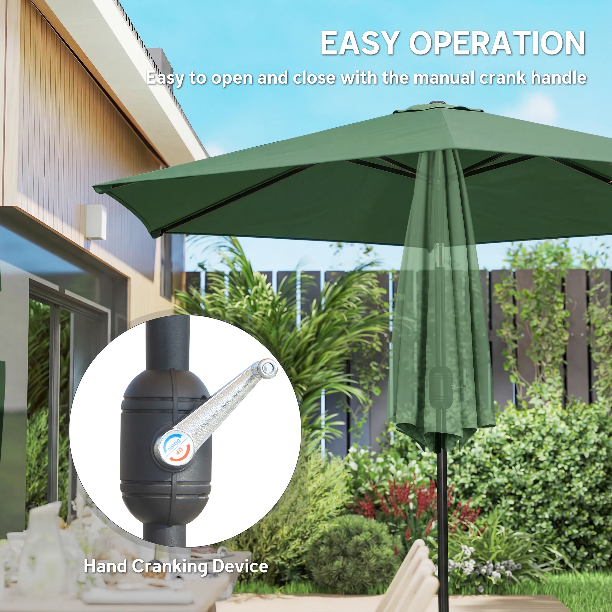 Outsunny 2.6M Garden Parasol Umbrella with Aluminium Pole, Tilt, Crank - Image 4