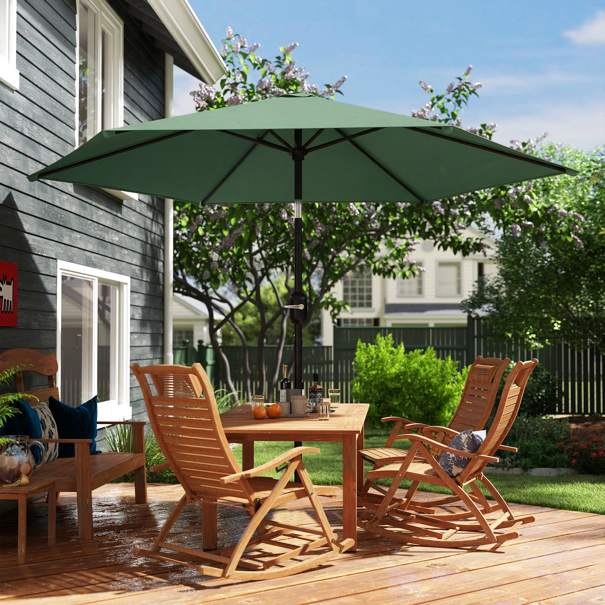 Outsunny 2.6M Garden Parasol Umbrella with Aluminium Pole, Tilt, Crank - Image 9