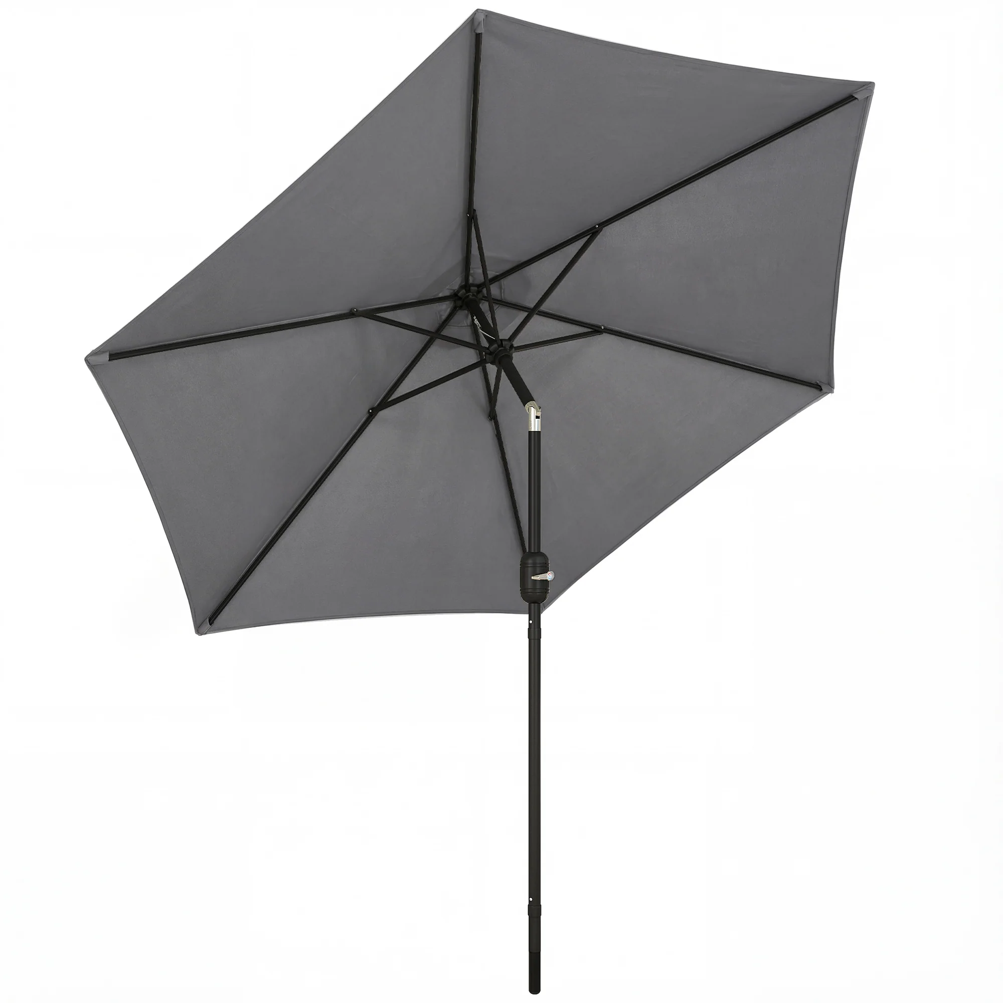 Outsunny 2.6M Garden Parasol Umbrella with Aluminium Pole, Tilt, Crank