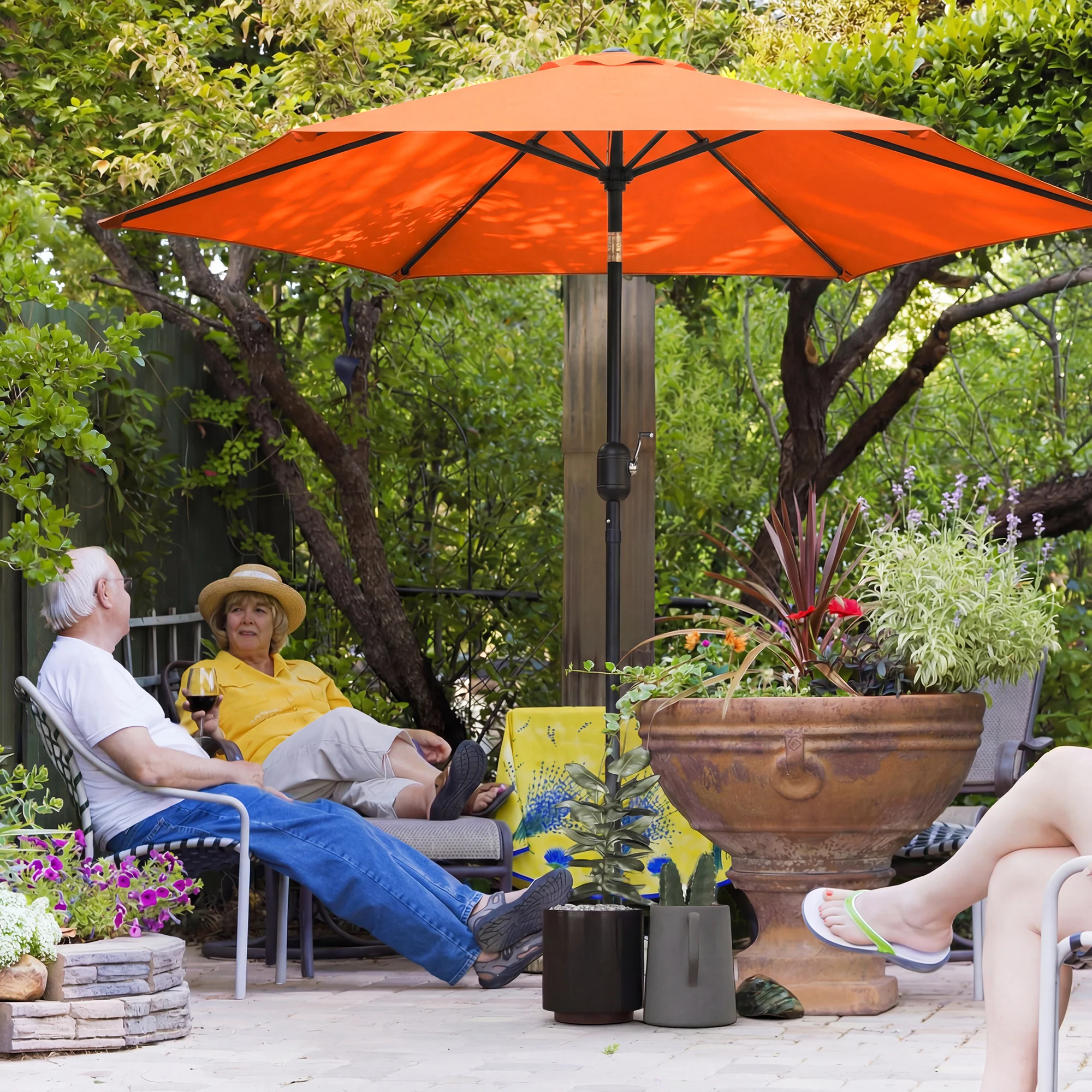 Outsunny 2.6M Garden Parasol Umbrella With Aluminium Pole, Tilt, Crank - Image 2
