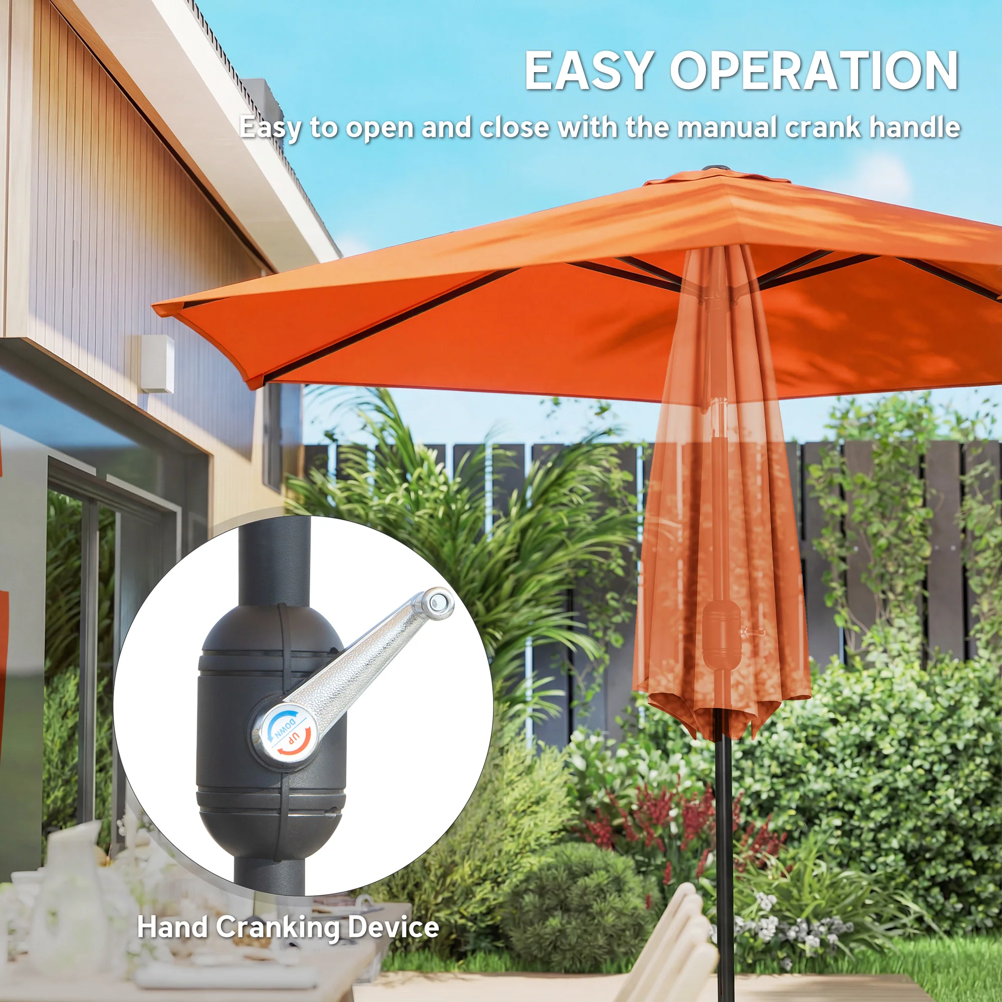 Outsunny 2.6M Garden Parasol Umbrella With Aluminium Pole, Tilt, Crank - Image 4
