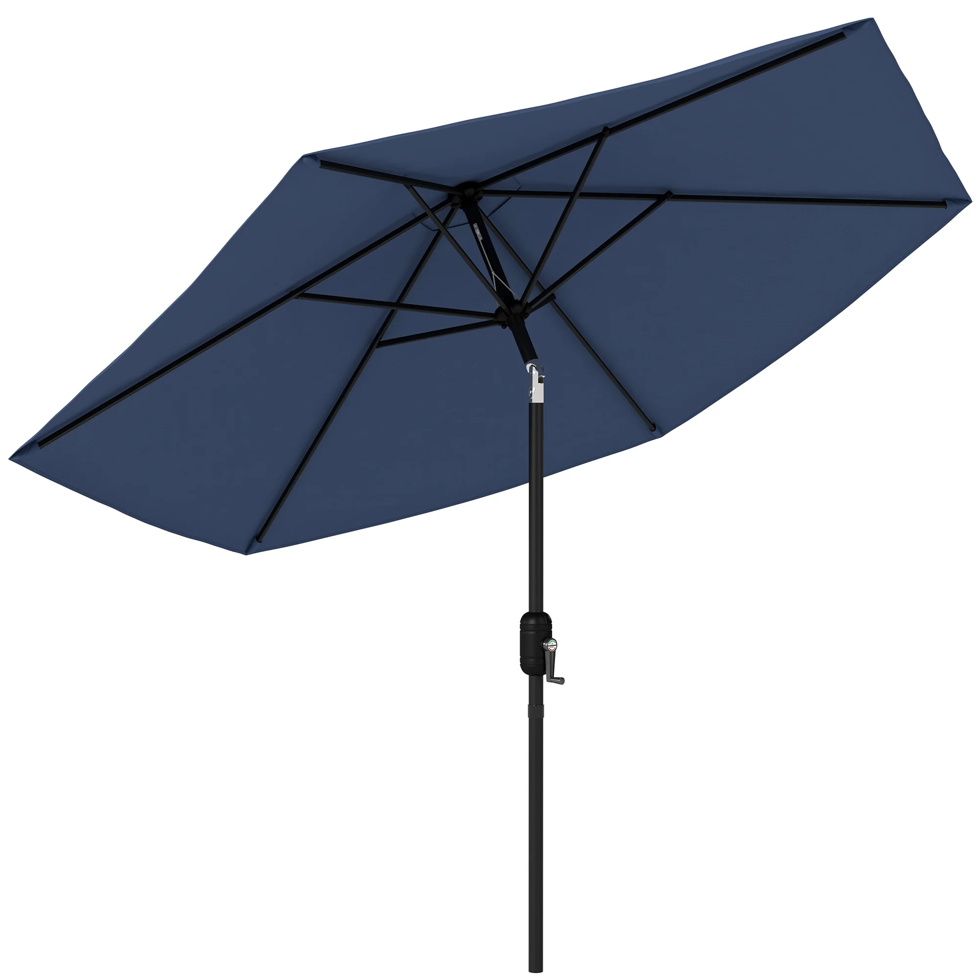 Outsunny 2.6M Garden Parasol Umbrella with Aluminium Pole, Tilt, Navy Blue