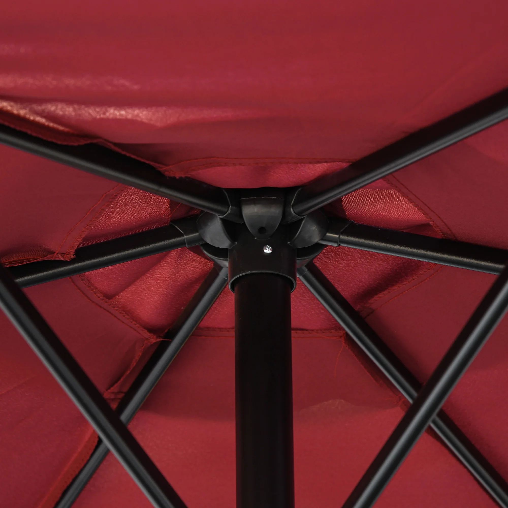 Outsunny 2.6M Patio Umbrella Parasol Sun Shade Garden Aluminium Wine Red - Image 8