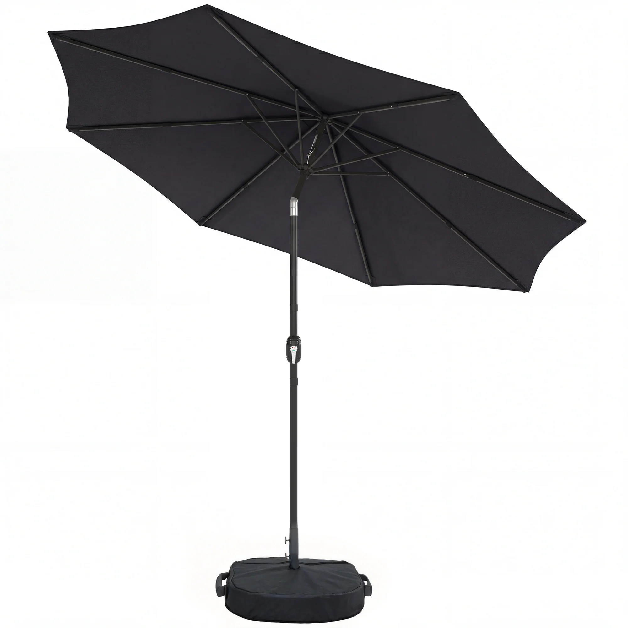 Outsunny 2.7 m Garden Parasol Umbrella with Cross Base, Sandbag, Black