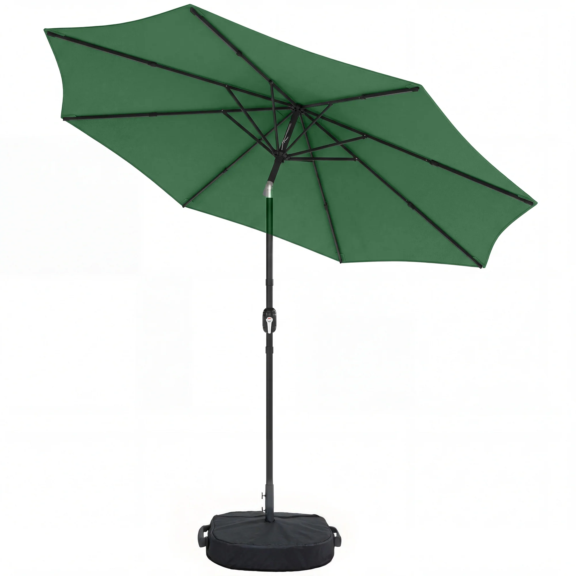 Outsunny 2.7 m Garden Parasol Umbrella with Cross Base, Sandbag, Green