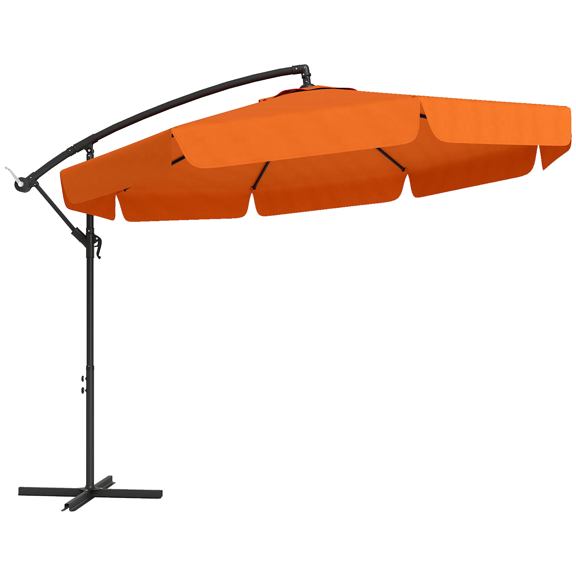 Outsunny 2.7m Garden Cantilever Banana Parasol Sun Shade W/ Crank, Orange