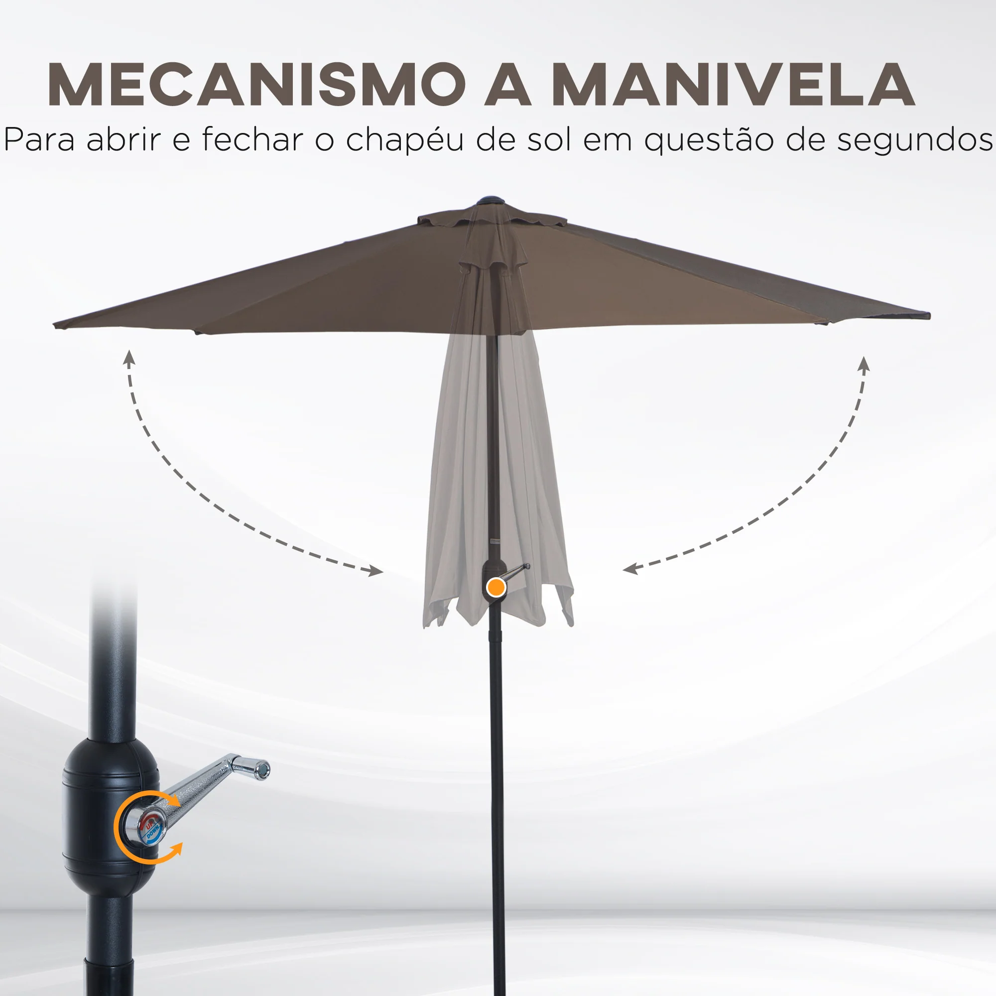 Outsunny 2.7m Metal Frame Garden Furniture Parasol Half Round Umbrella - Image 3