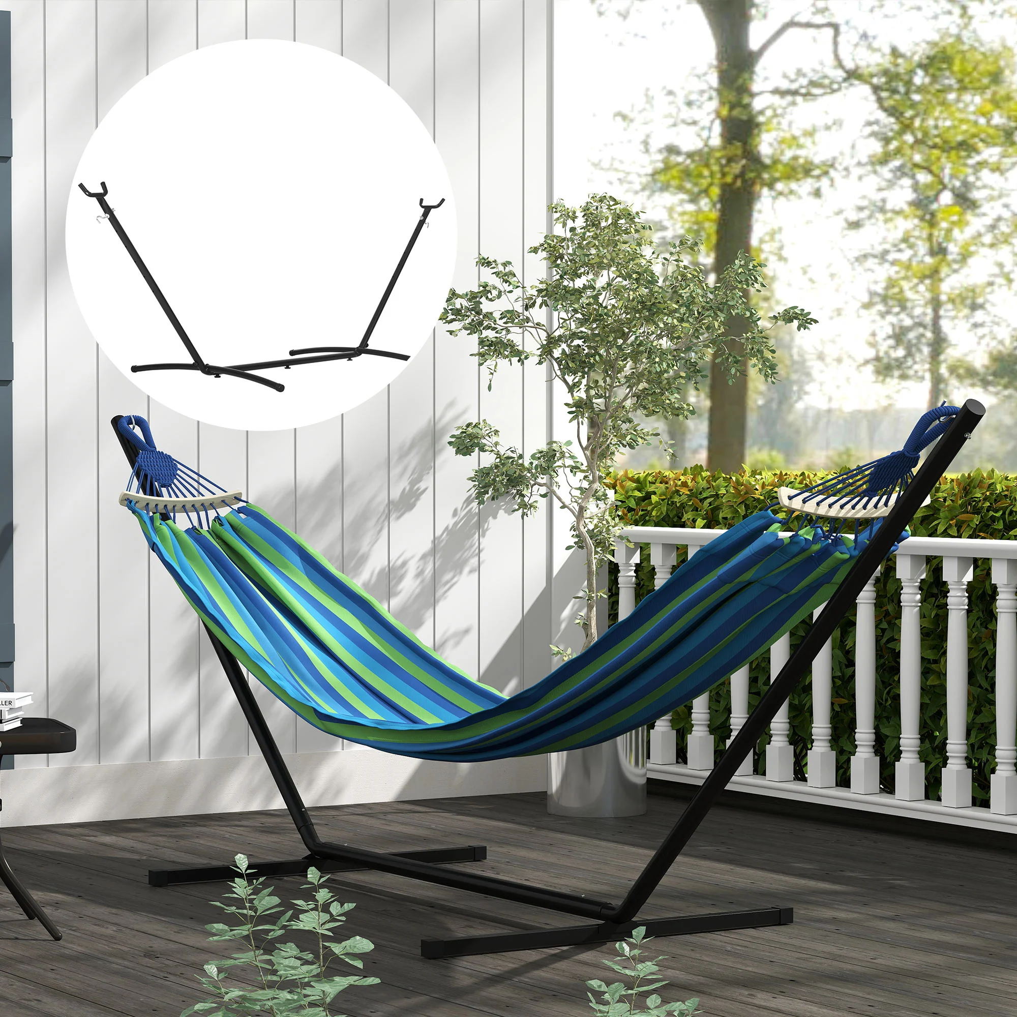 Outsunny 2.86m Metal Hammock Stand Frame Replacement Garden Outdoor Patio - Image 2