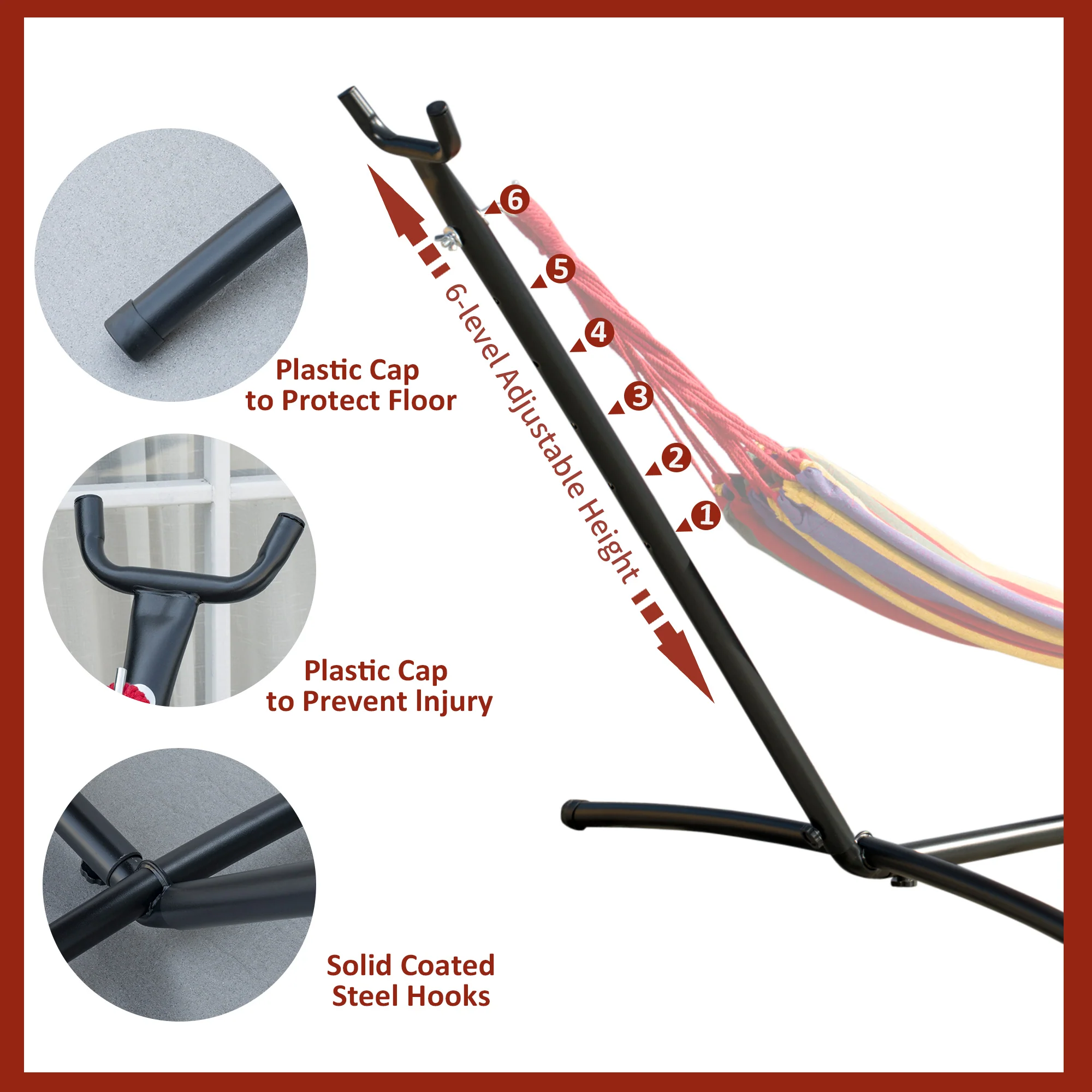 Outsunny 2.86m Metal Hammock Stand Frame Replacement Garden Outdoor Patio - Image 3