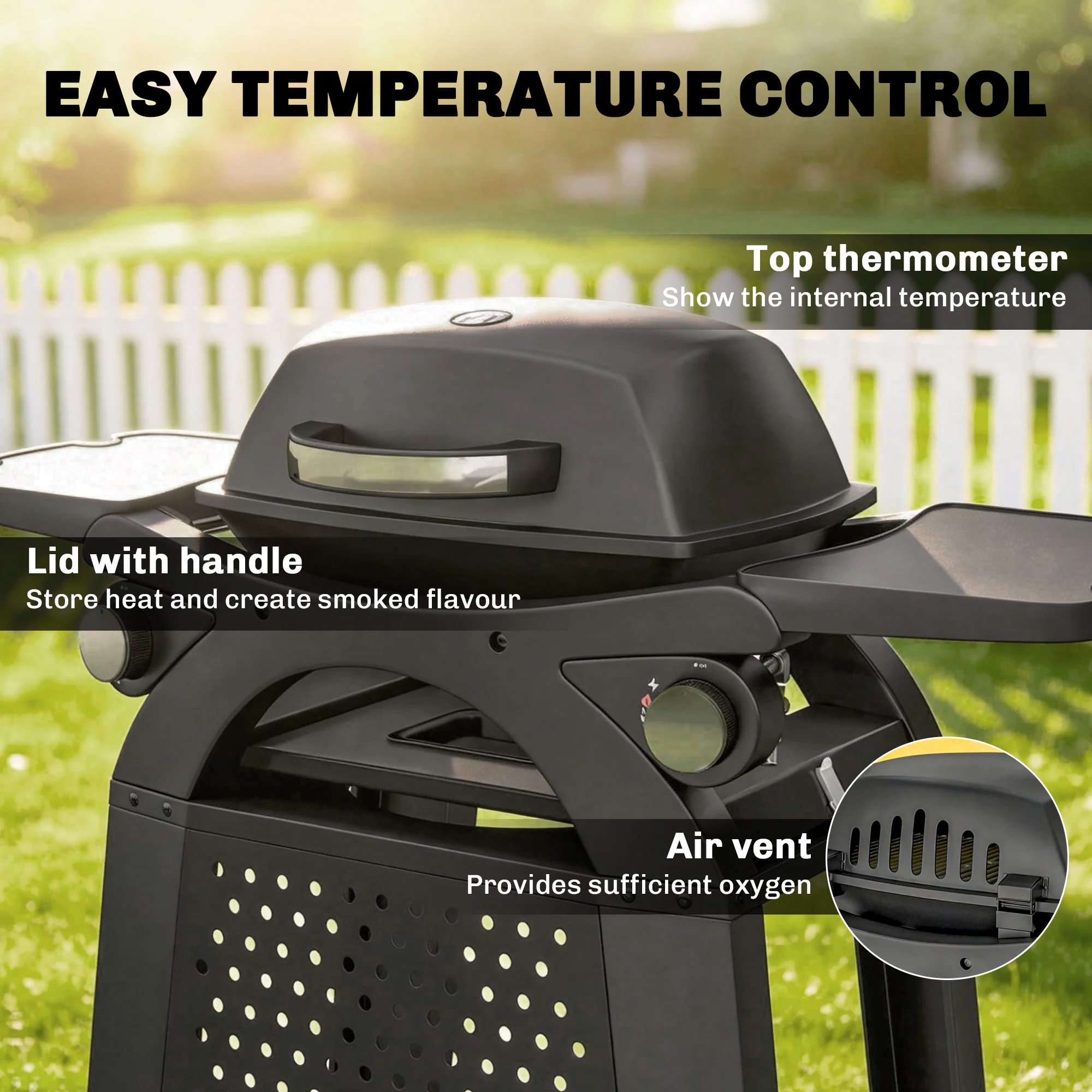 Outsunny 2 Burner Gas Grill, 3.8 KW Barbecue Grill With Cast Iron Grates - Image 6