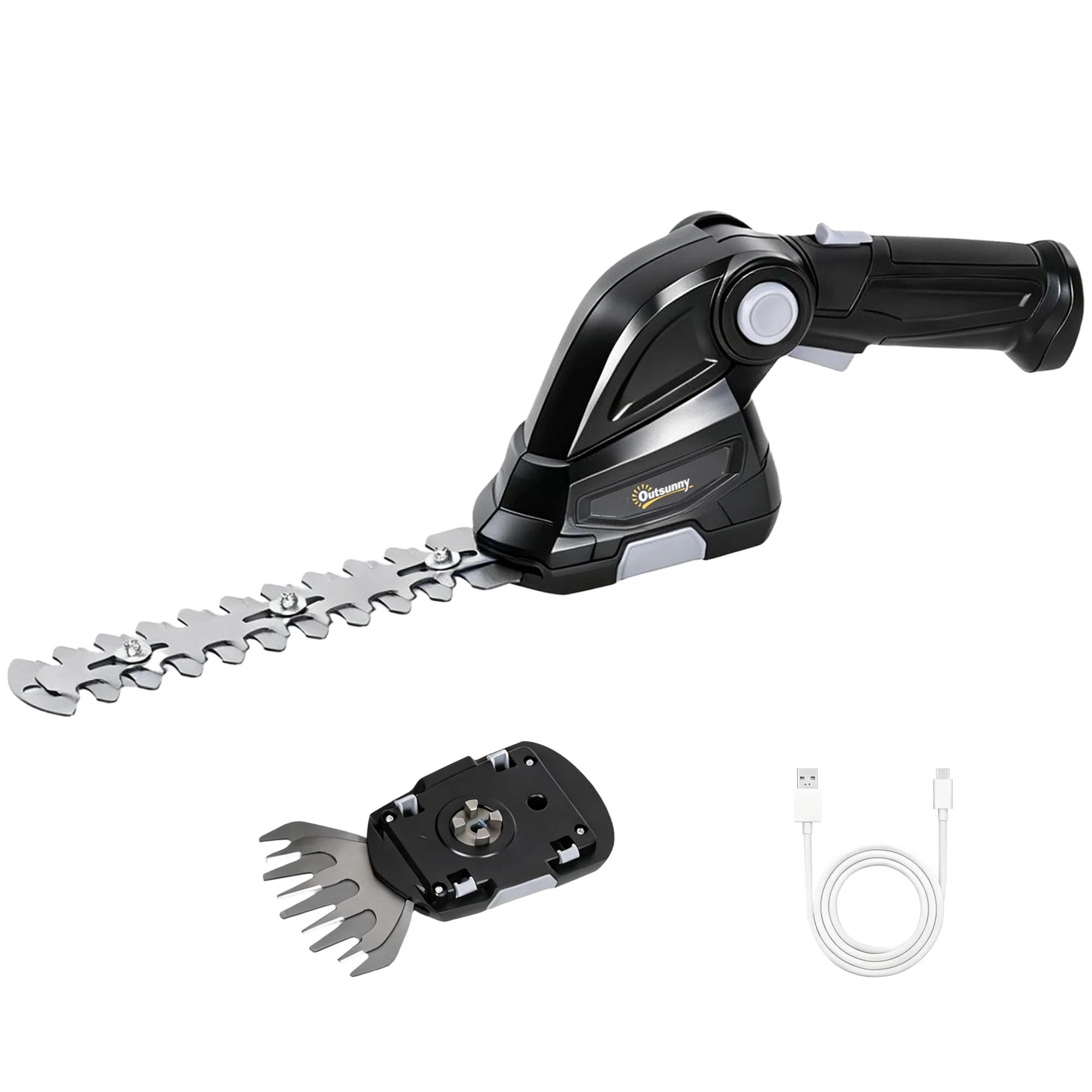 Outsunny 2-in-1 Cordless Hedge Trimmer & Grass Shear with 2000mAh Batteries