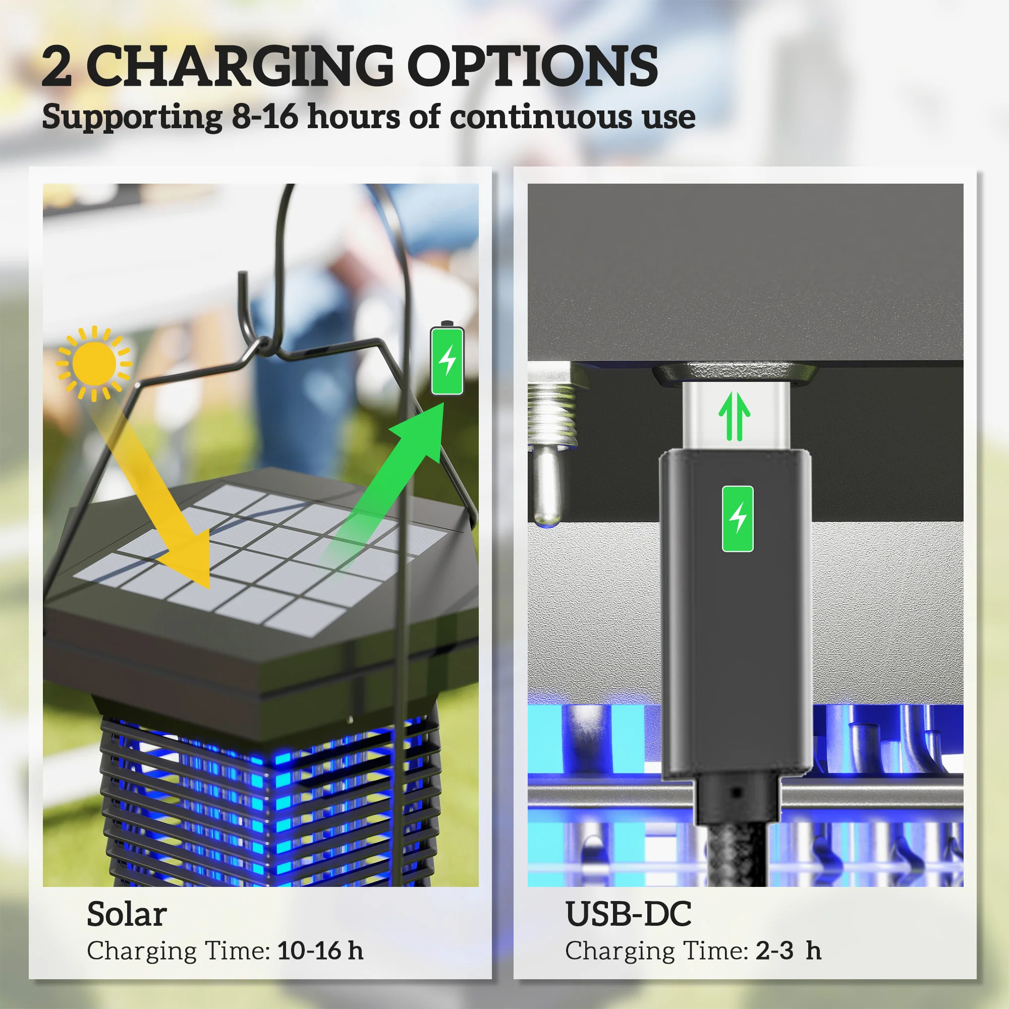 Outsunny 2-in-1 Electric Fly Zapper with UVA Light, Hanging Garden Lantern - Image 4