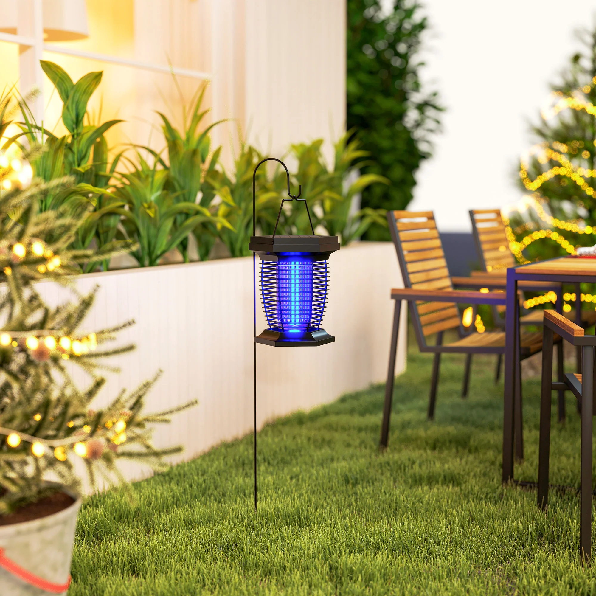 Outsunny 2-in-1 Electric Fly Zapper with UVA Light, Hanging Garden Lantern - Image 9