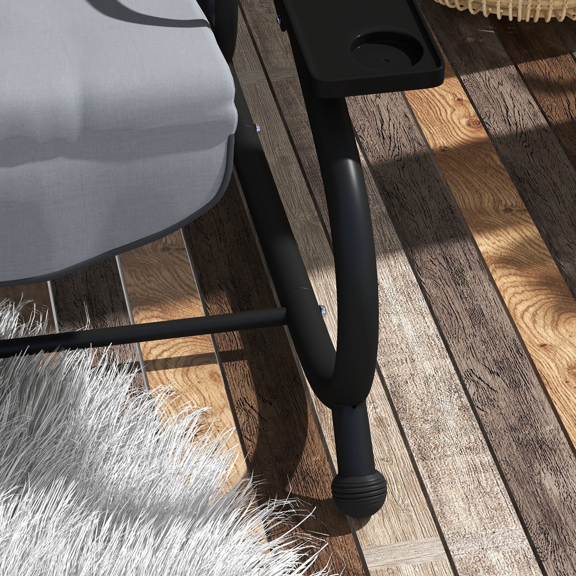 Outsunny 2-in-1 Garden Swing Chair for 3 Person w/ Adjustable Canopy Grey - Image 9