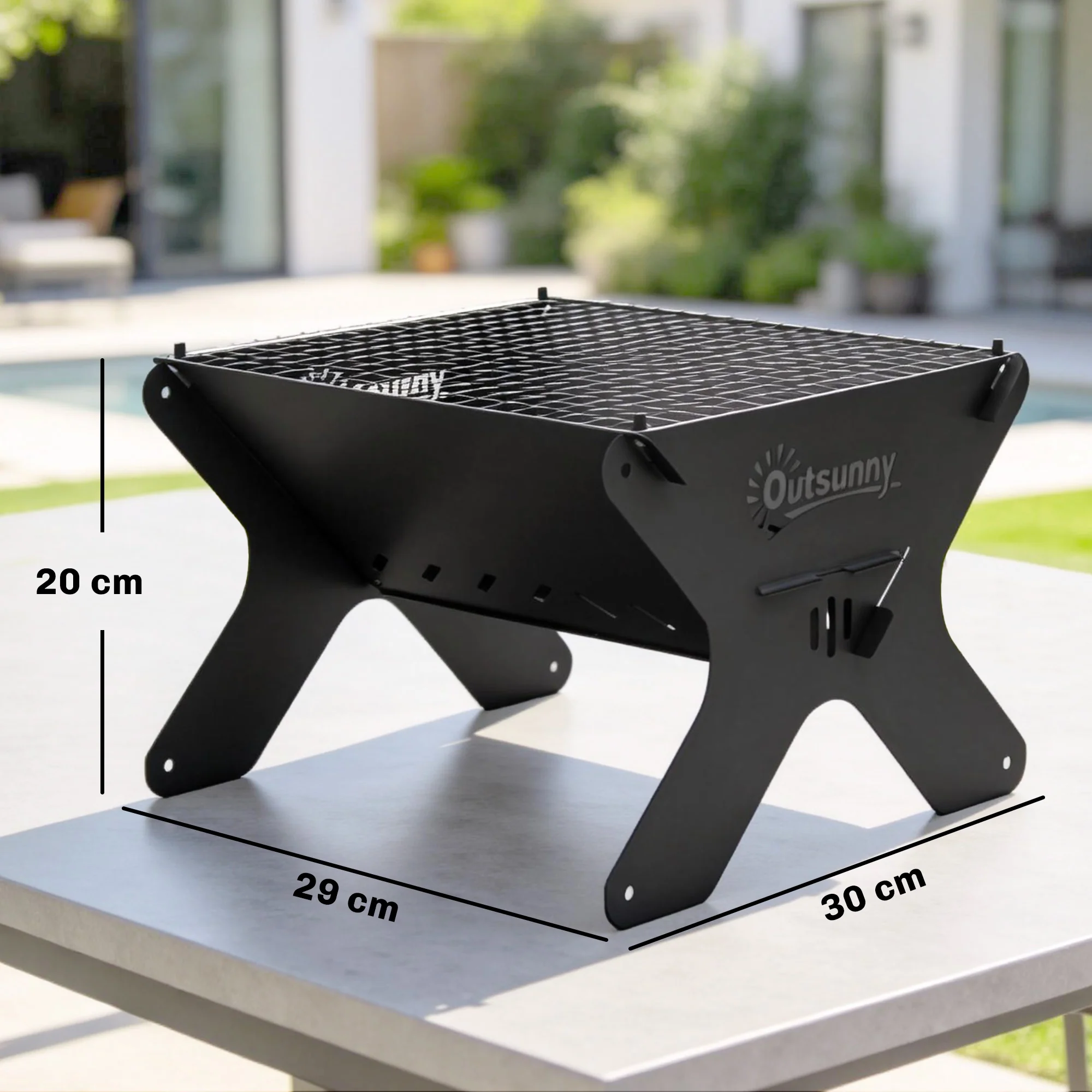 Outsunny 2-In-1 Portable BBQ Grill and Camping Fire Pit with Gloves - Image 5
