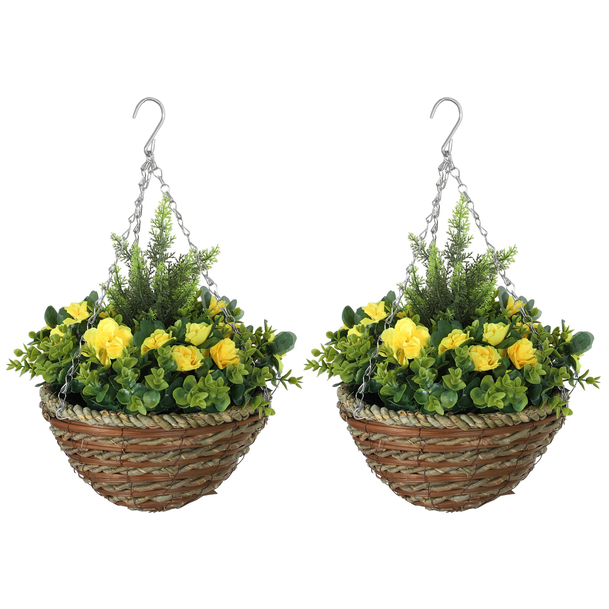 Outsunny 2 PCs Artificial Lisianthus Flower Hanging Planter Basket - Image 10