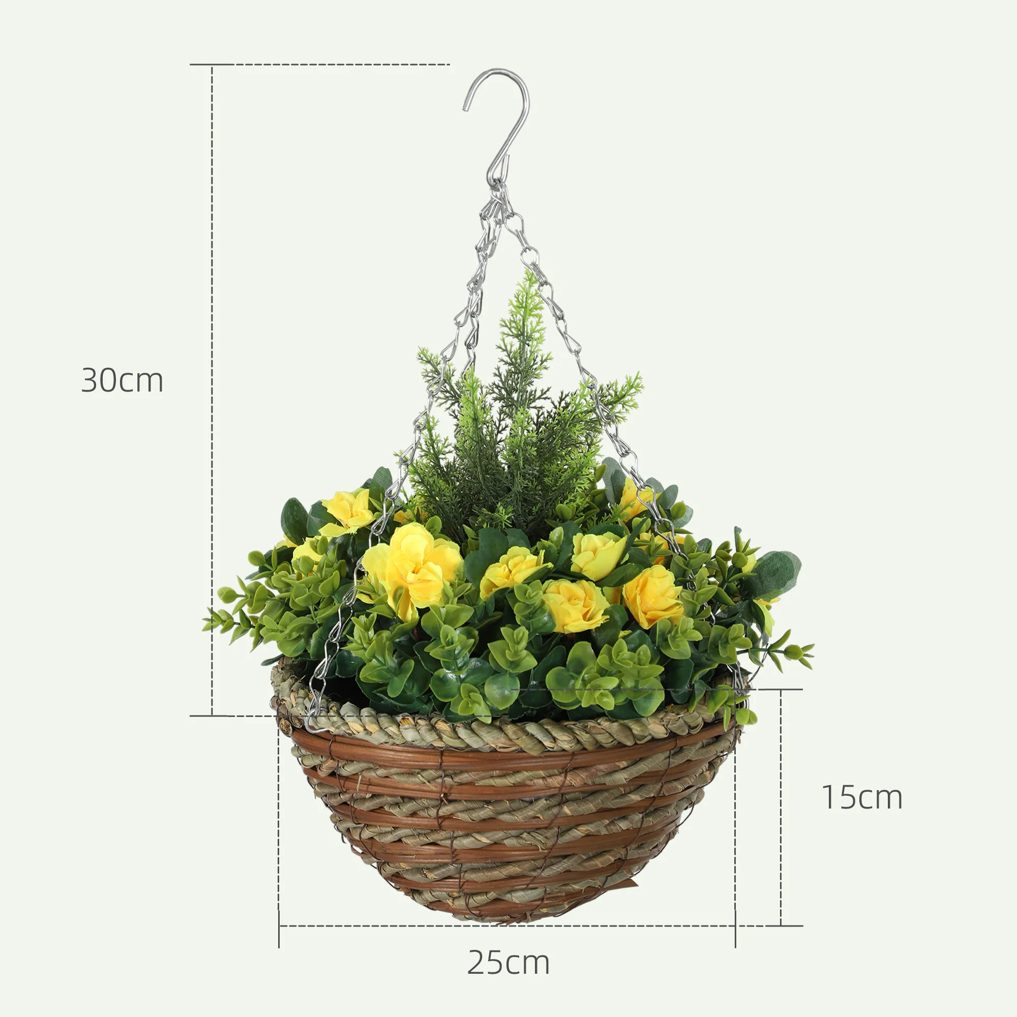 Outsunny 2 PCs Artificial Lisianthus Flower Hanging Planter Basket - Image 14