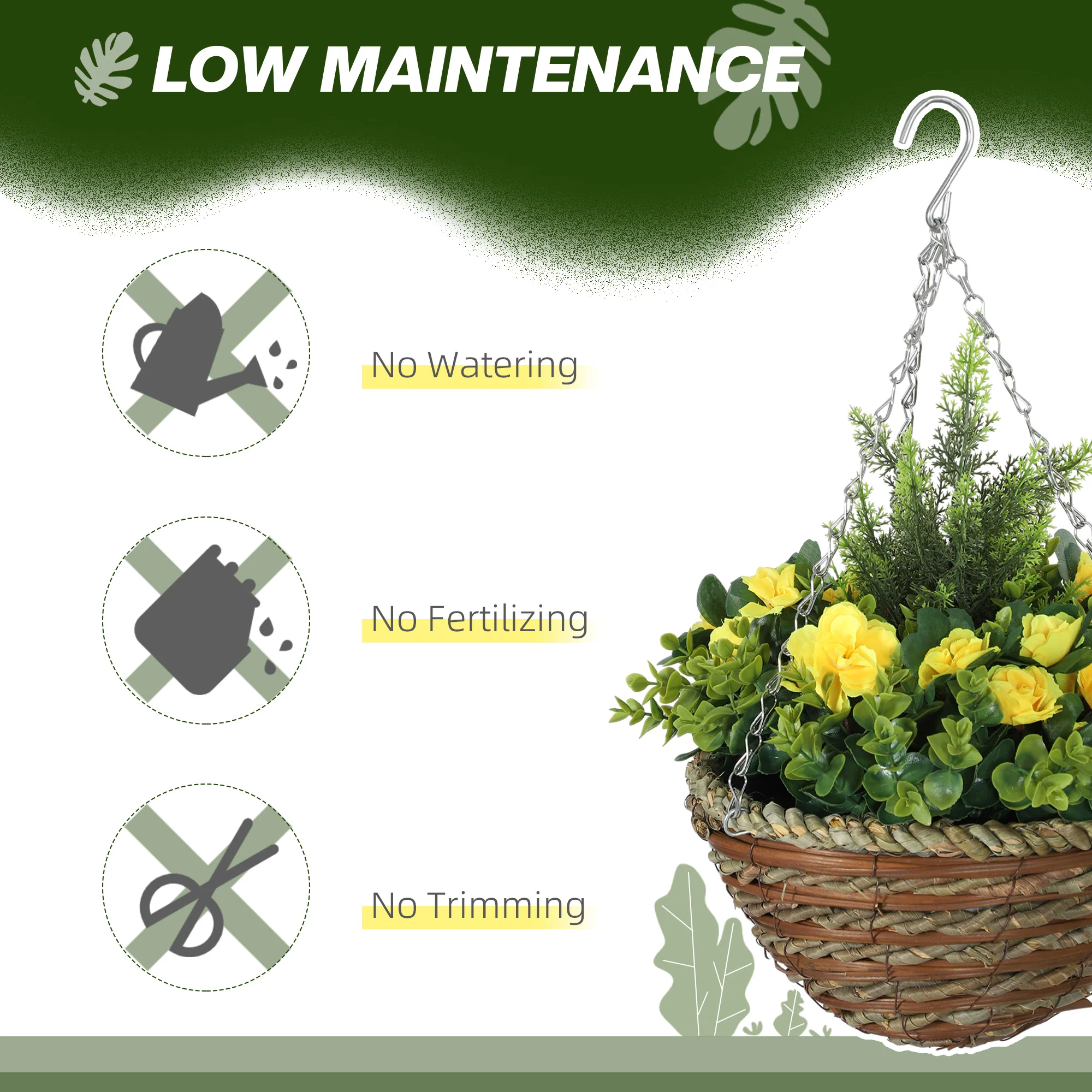 Outsunny 2 PCs Artificial Lisianthus Flower Hanging Planter Basket - Image 15