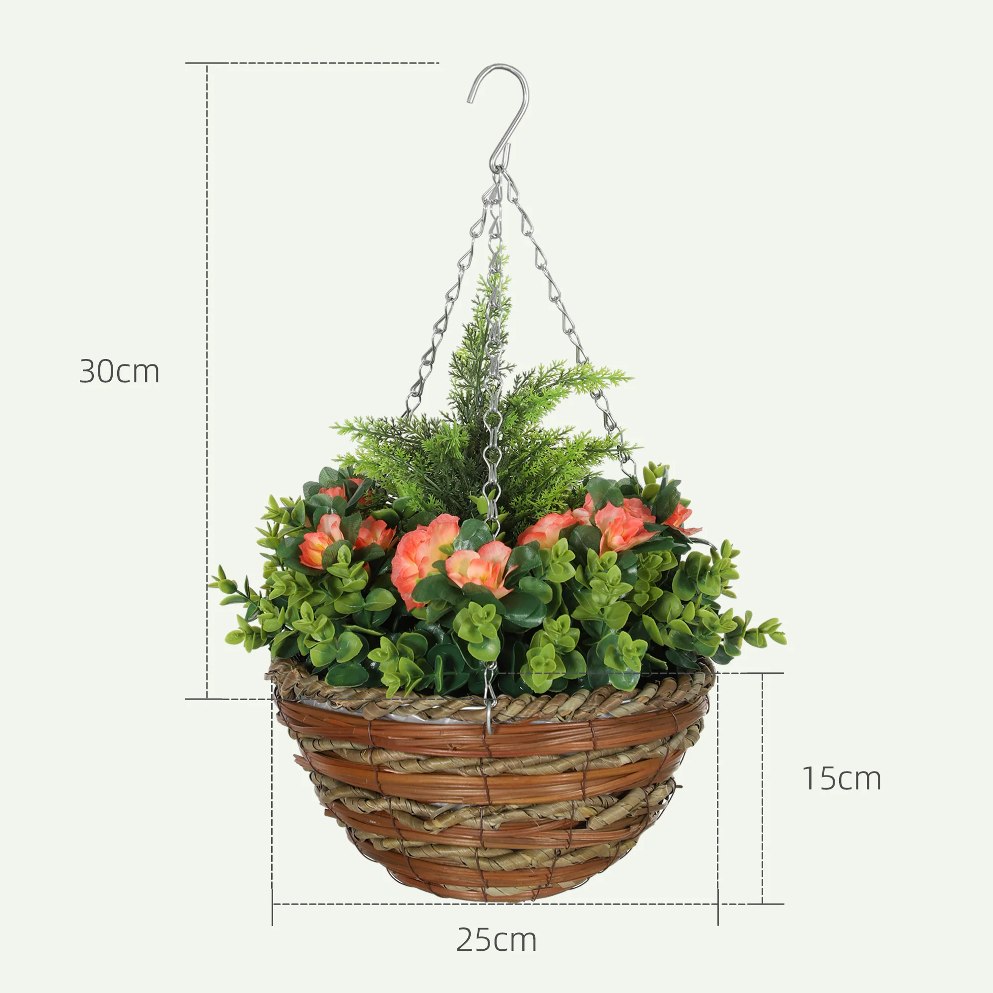 Outsunny 2 PCs Artificial Lisianthus Flower Hanging Planter Basket - Image 5