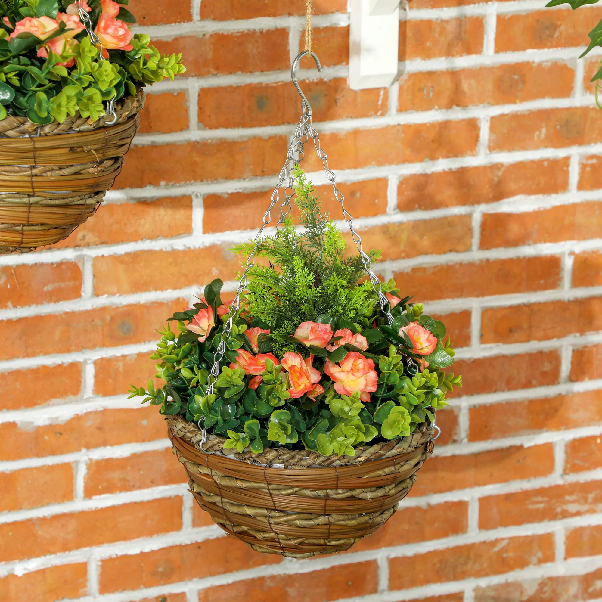 Outsunny 2 PCs Artificial Lisianthus Flower Hanging Planter Basket - Image 9
