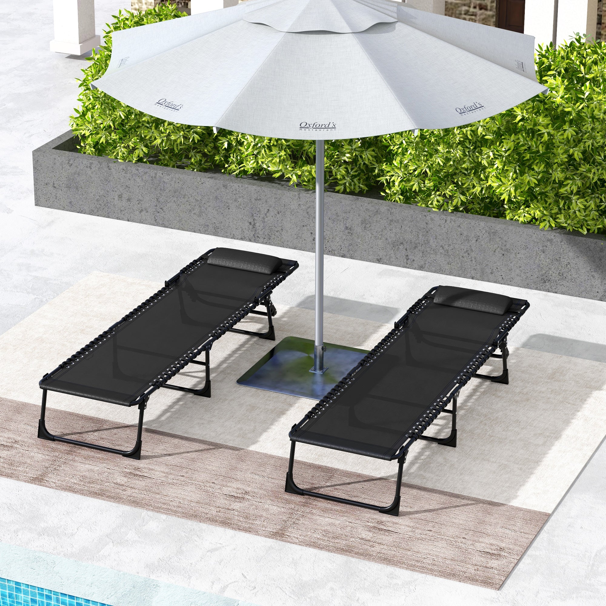 Outsunny 2 Pcs Folding Beach Chair Chaise Lounge 4 Adjustable Positions - Image 7