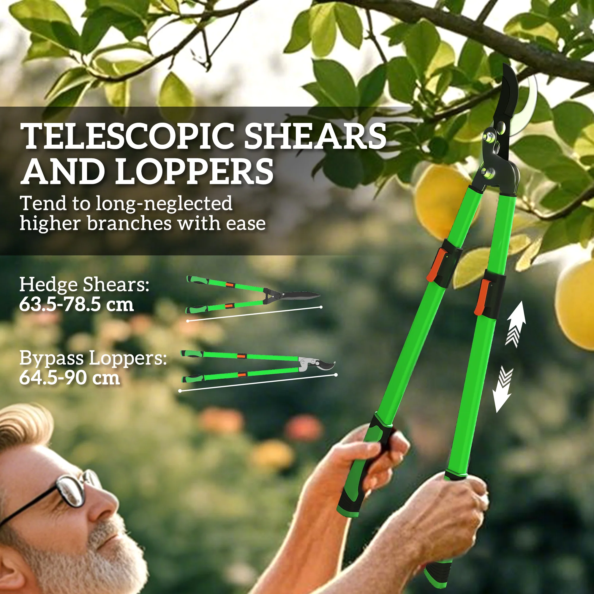 Outsunny 2 Pcs Garden Shears Set with Telescopic Extendable Handles - Image 4