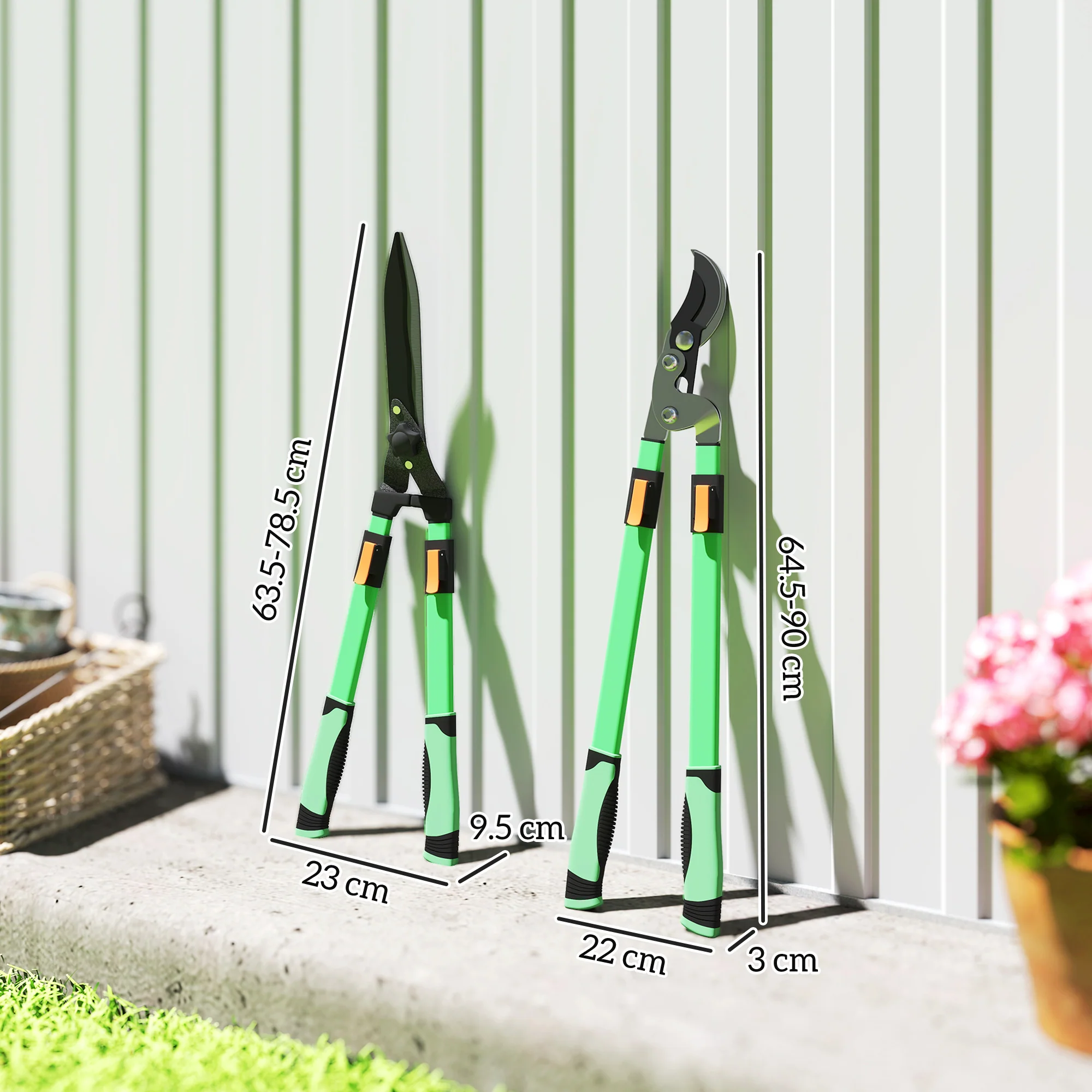 Outsunny 2 Pcs Garden Shears Set with Telescopic Extendable Handles - Image 5