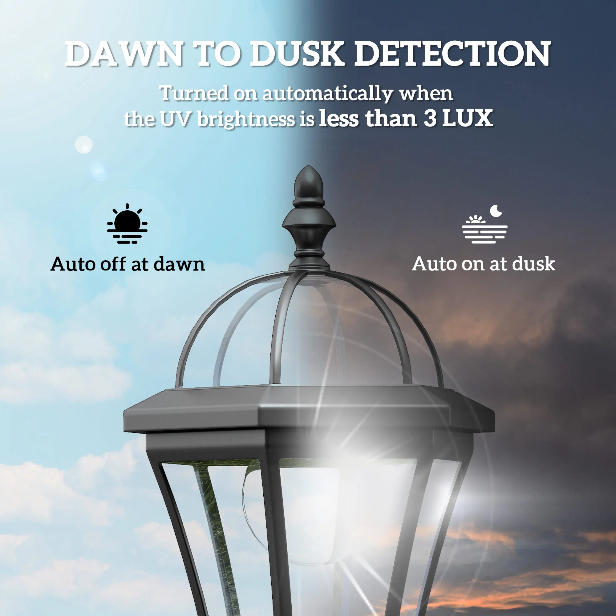 Outsunny 2 PCS LED Garden Lights Lamp Solar Powered Lantern Auto Switch Patio - Image 3